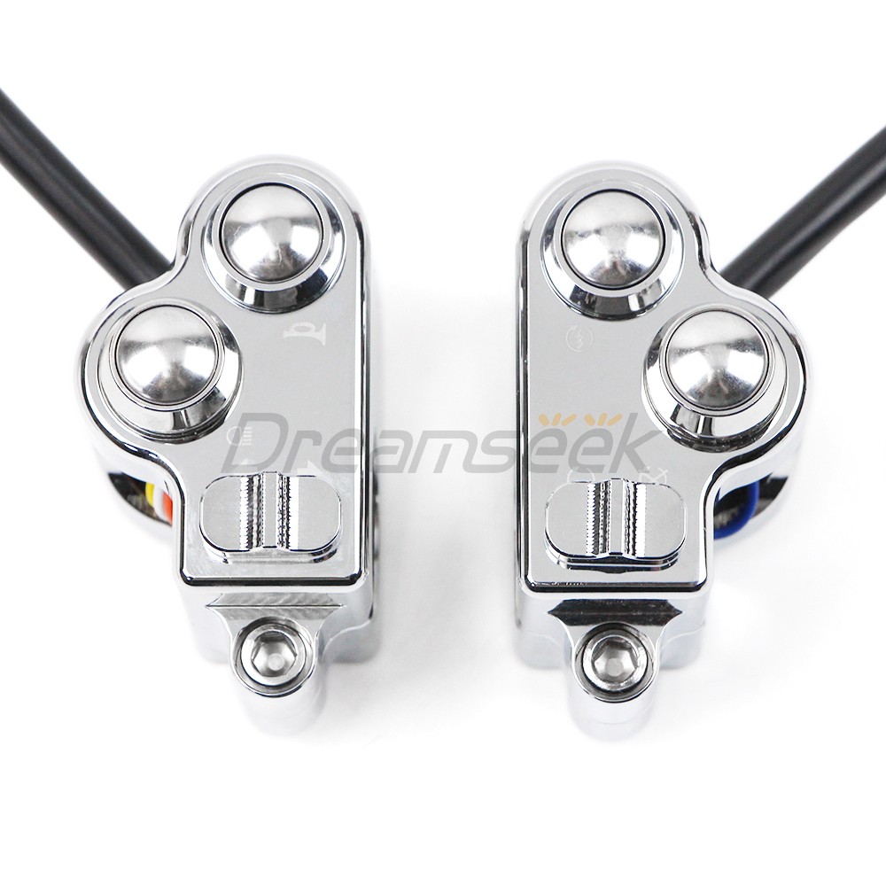 Chrome 25mm Universal Handlebar Switch Horn Button Control for Harley Motorcycle