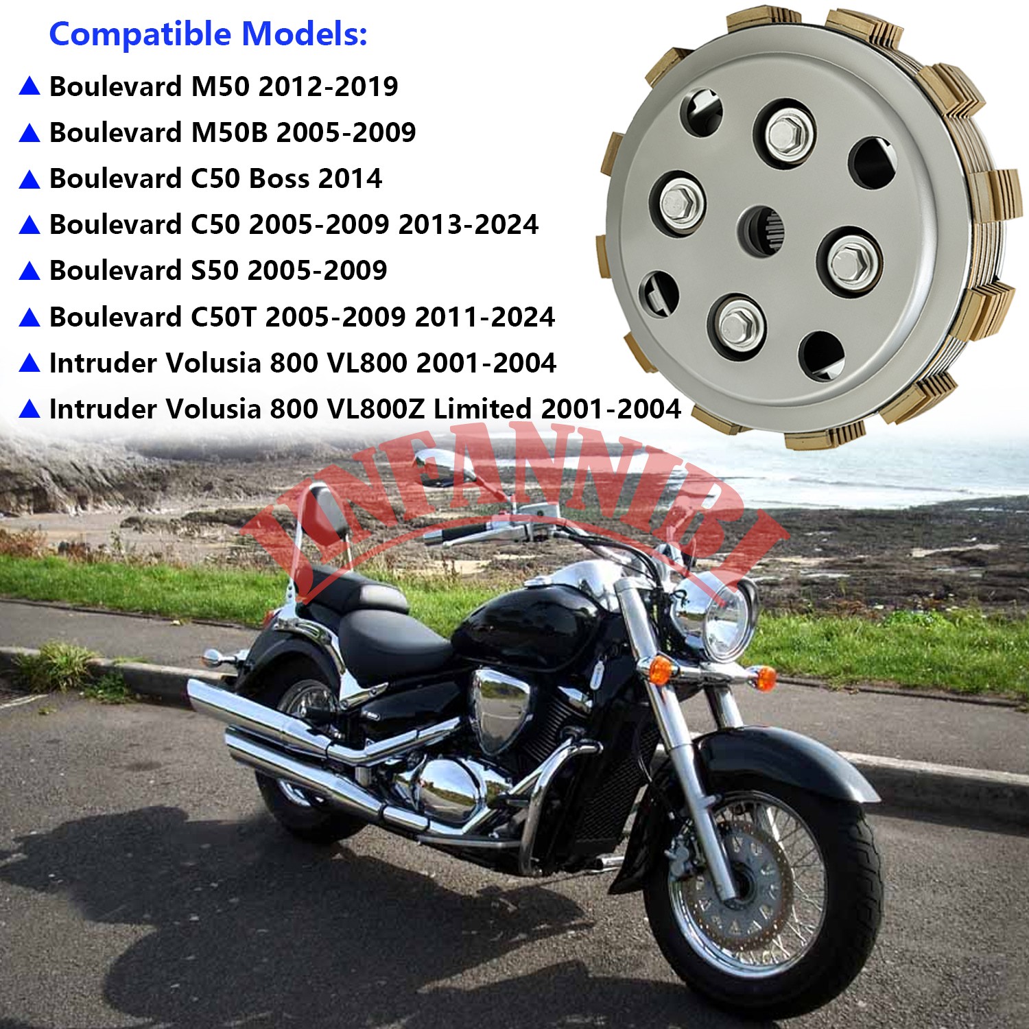 Clutch Outer Pressure Plate Kit & Center Inner Hub for Suzuki Boulevard M50 M50B