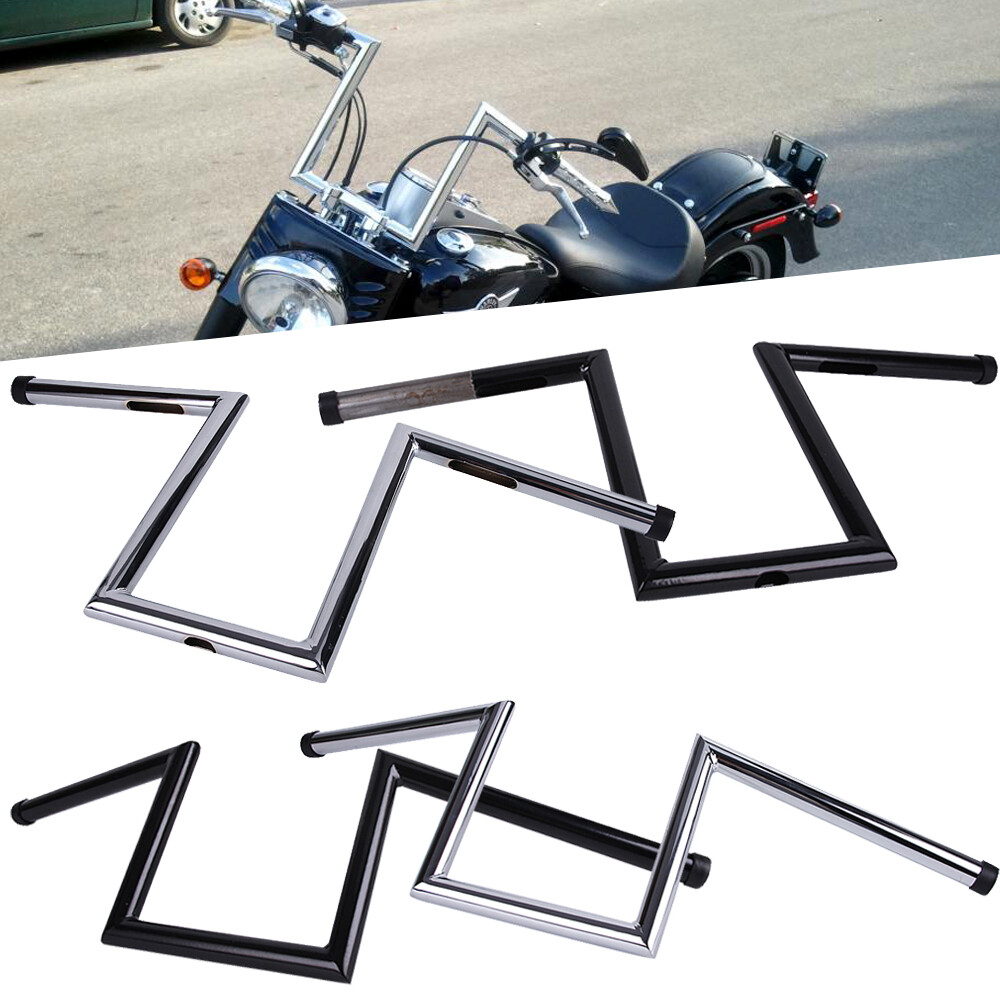 1″ Motorcycle 8″ & 10-1/2″ Rise Ape Hanger Handlebars Z-Bar Drag Bars For Harley