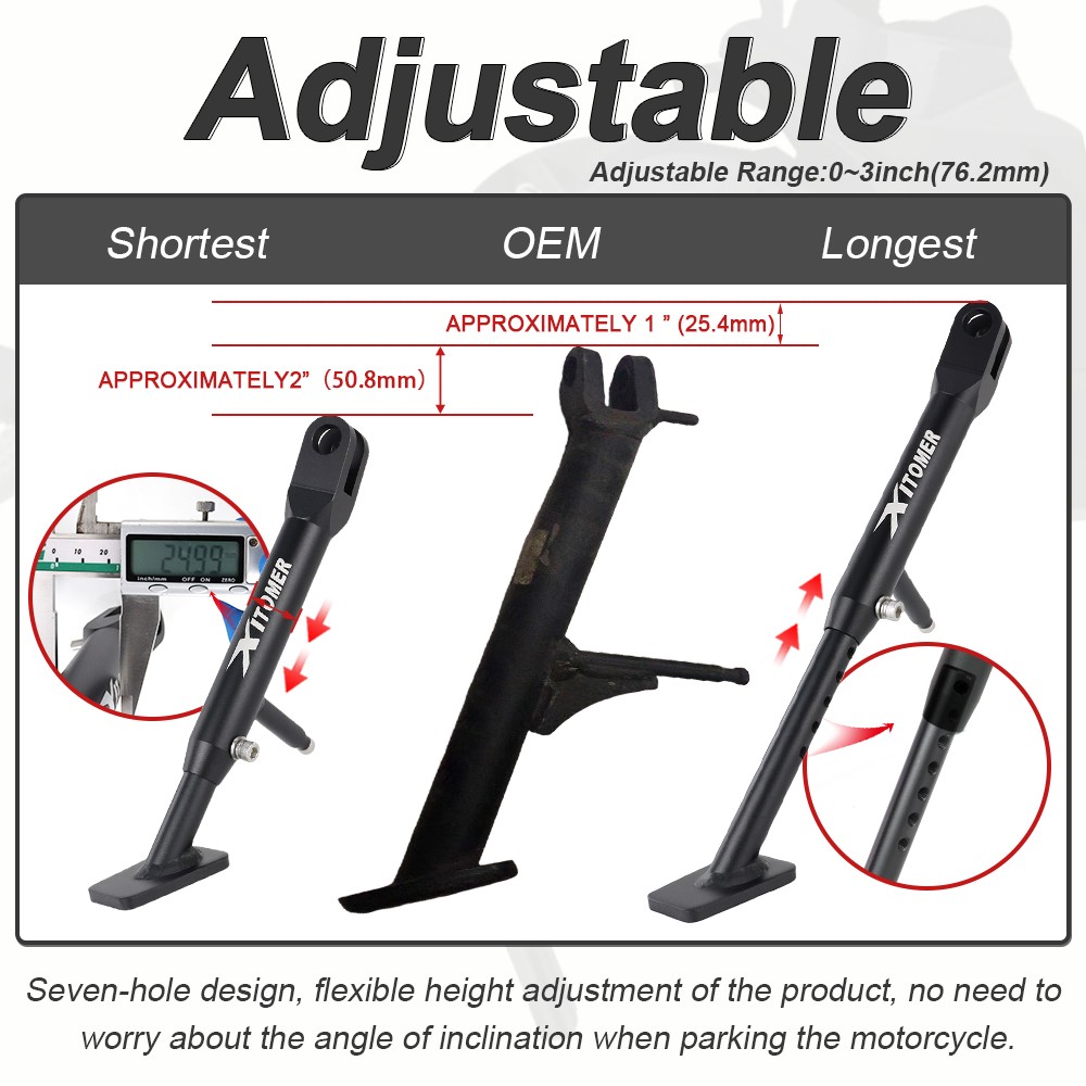 Fit For Kawasaki Z500 24-25 Adjustable Sidestand Kickstand Support Stand Black