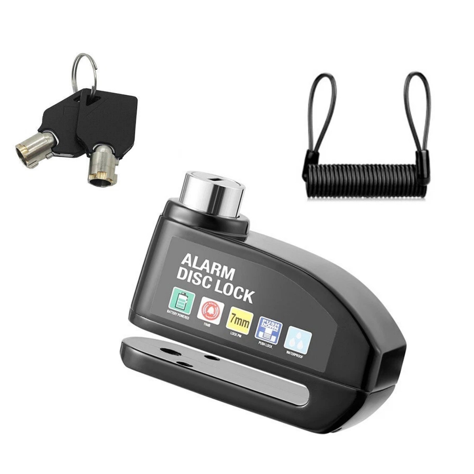 Waterproof Disc Brake Lock 110dB Alarm Anti-Theft for Bike Scooter Motorcycle