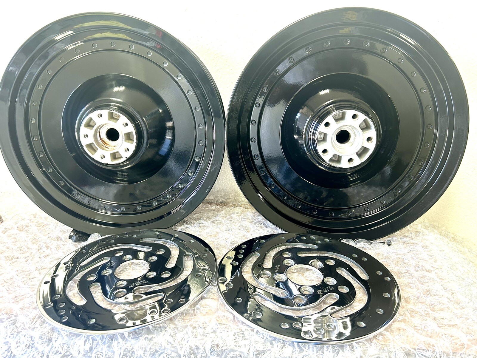 Harley Davidson Fat Boy Wheels 2000-2006 Black Gloss 0em W/ Rotor