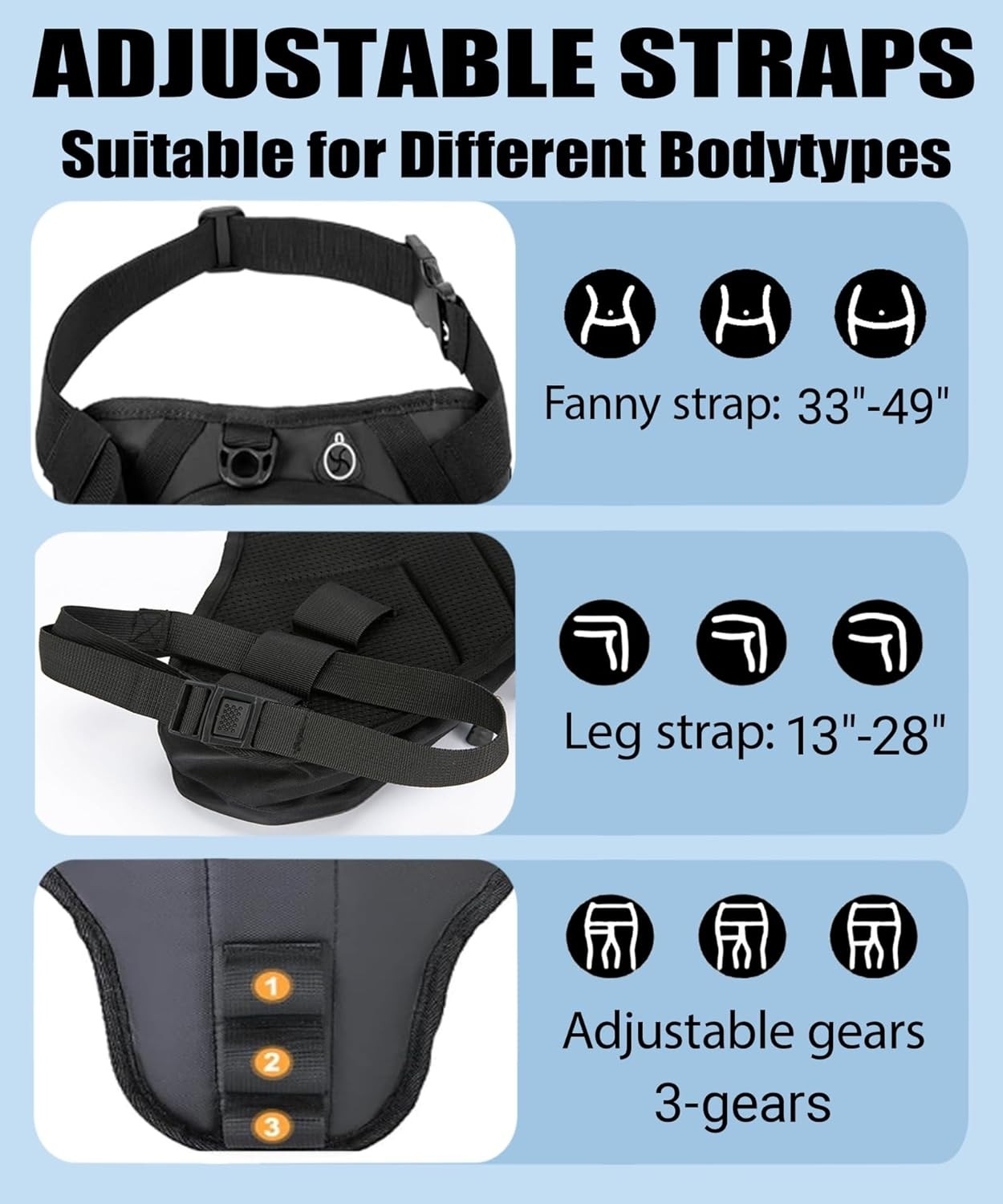 Motorcycle Leg Bag Removable Straps, Waterproof Thigh Pouch Men Women, Travel Hi