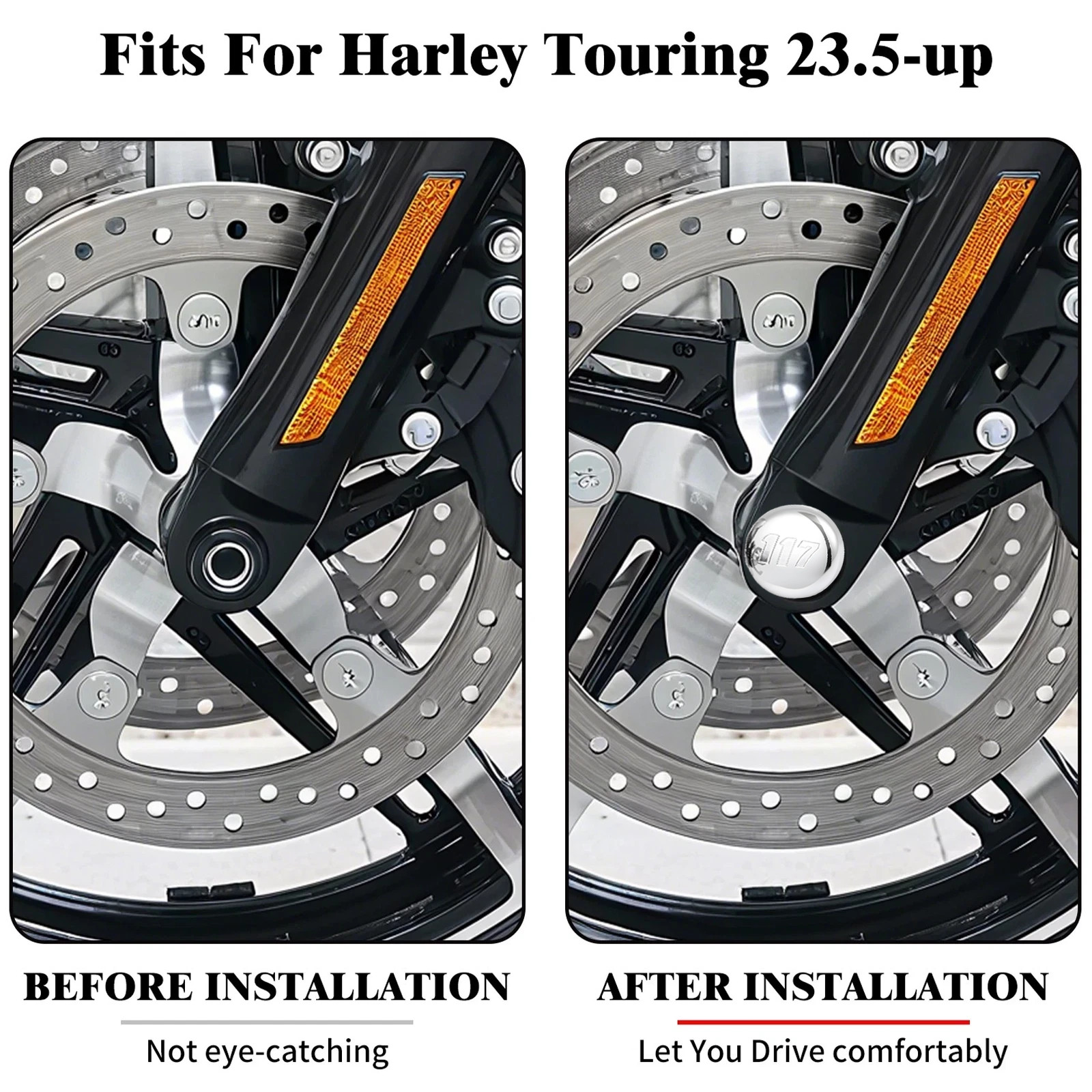 Chrome Front Axle Nut Caps For Harley Touring Road Glide 117 FLHX FLTRX 2023-26