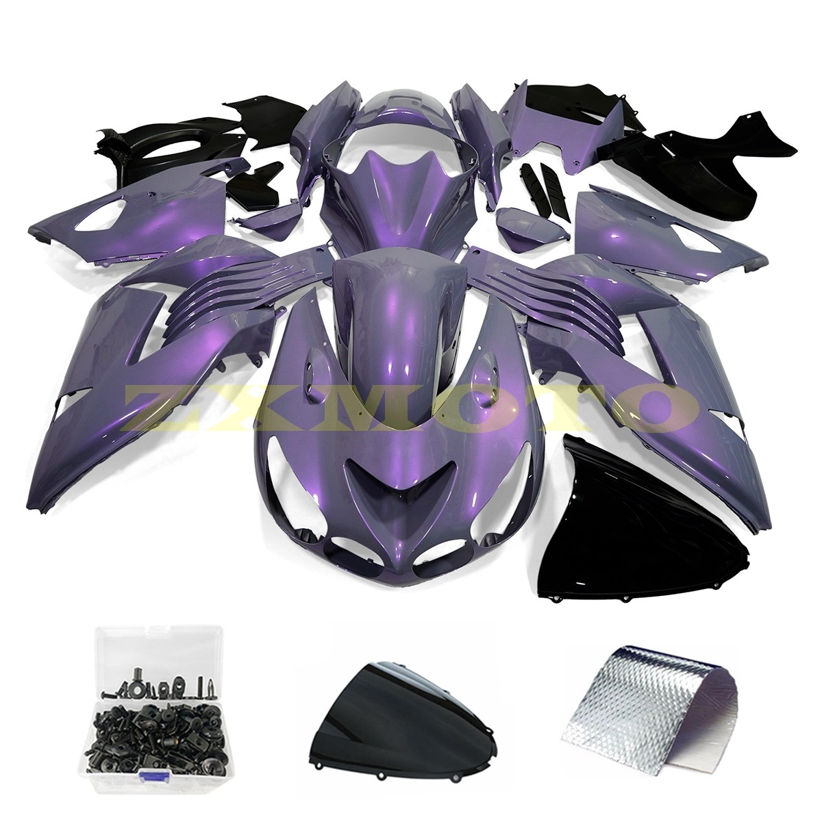 Chameleon Gray Purple Fairing Kit +Bolts for Kawasaki Ninja ZX14R 2006-2011 ZZR