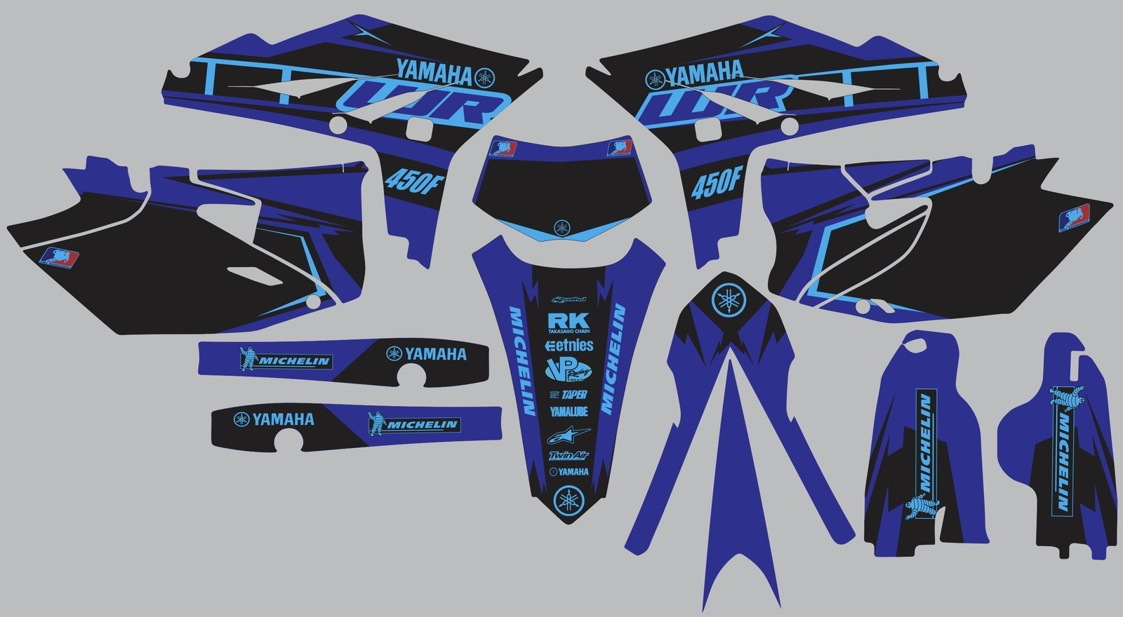 Blue YAMAHA GRAPHICS WR 450F WR450F 2012 2013 2014 2015