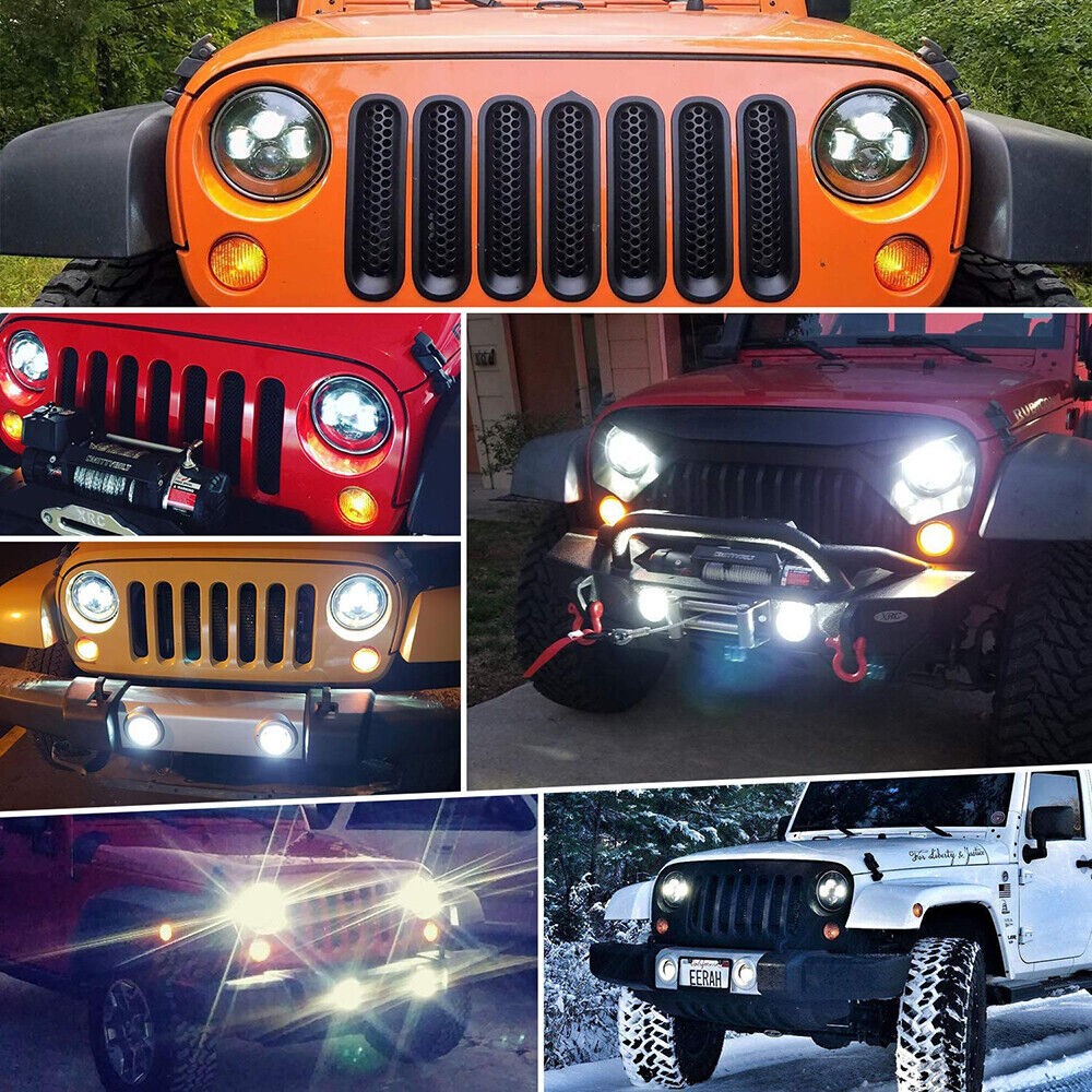7″ Inch Round LED Headlight Black Hi/Lo Beam For Jeep Wrangler JK TJ LJ CJ 97-18
