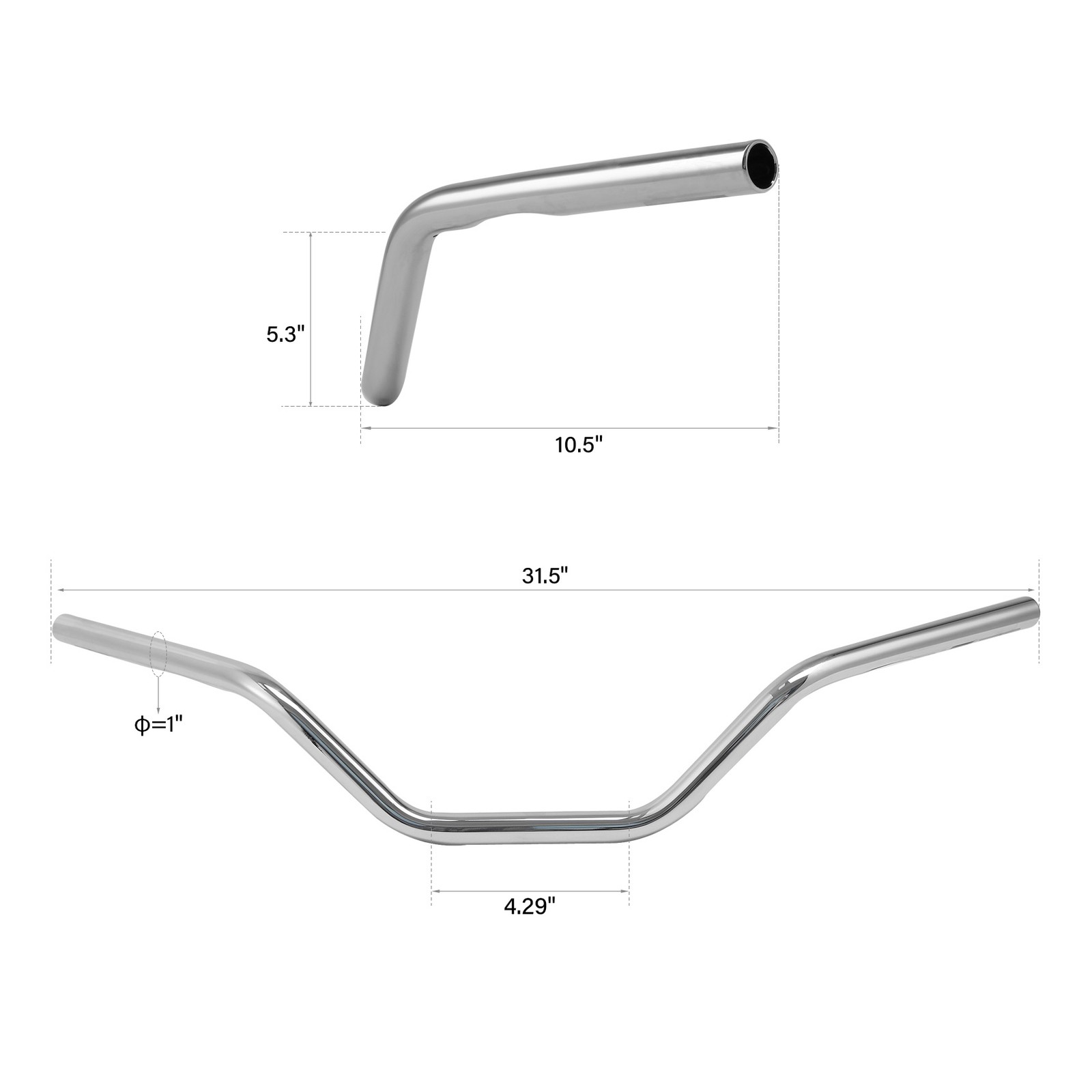 Chrome 5” Rise Bar Ape Hanger Handlebar 1inch 1″ 25mm Fit For Harley Softail US
