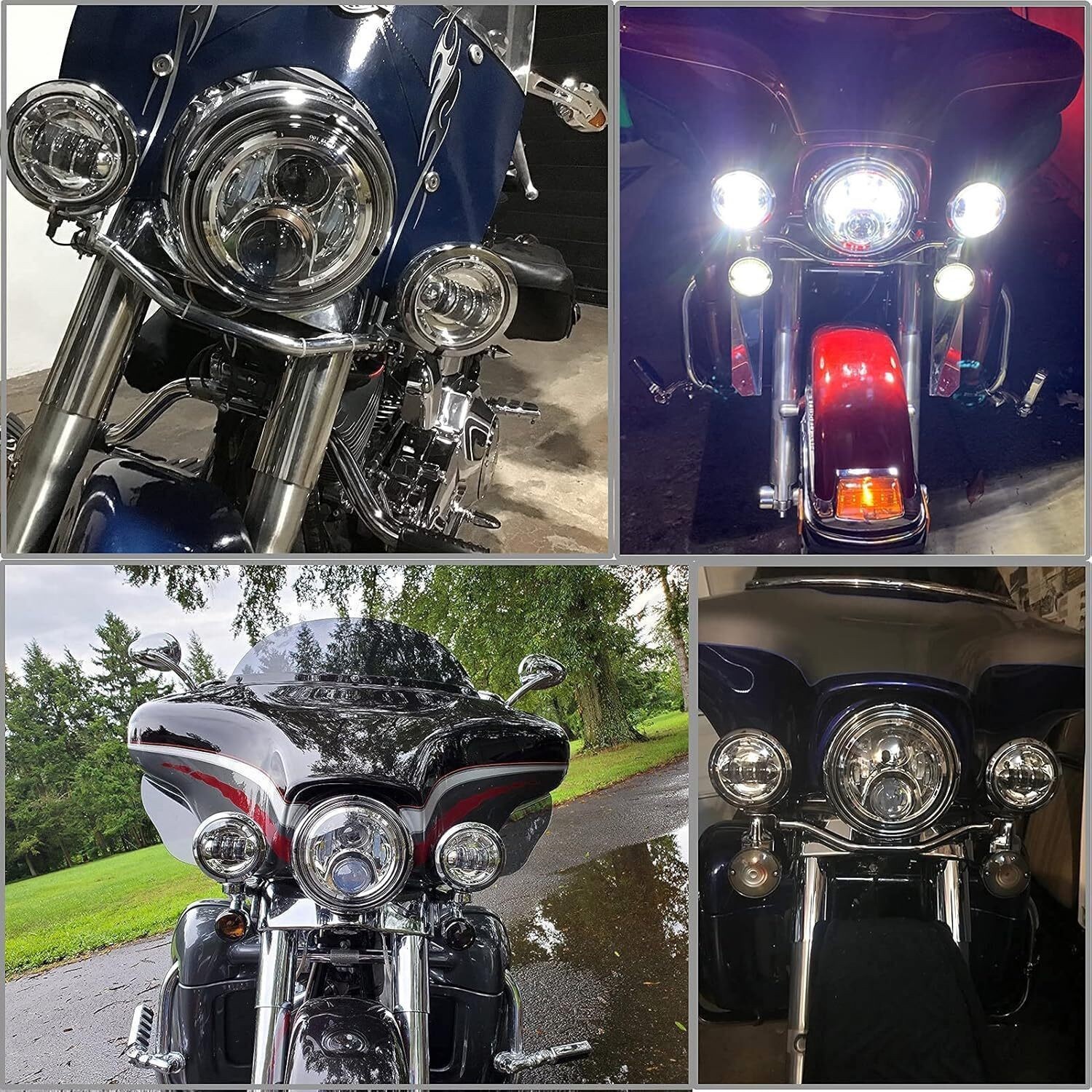 7″ 6000K LED Headlight Hi/Lo + 4.5” 80W Fog Light Combo for Harley Davidson
