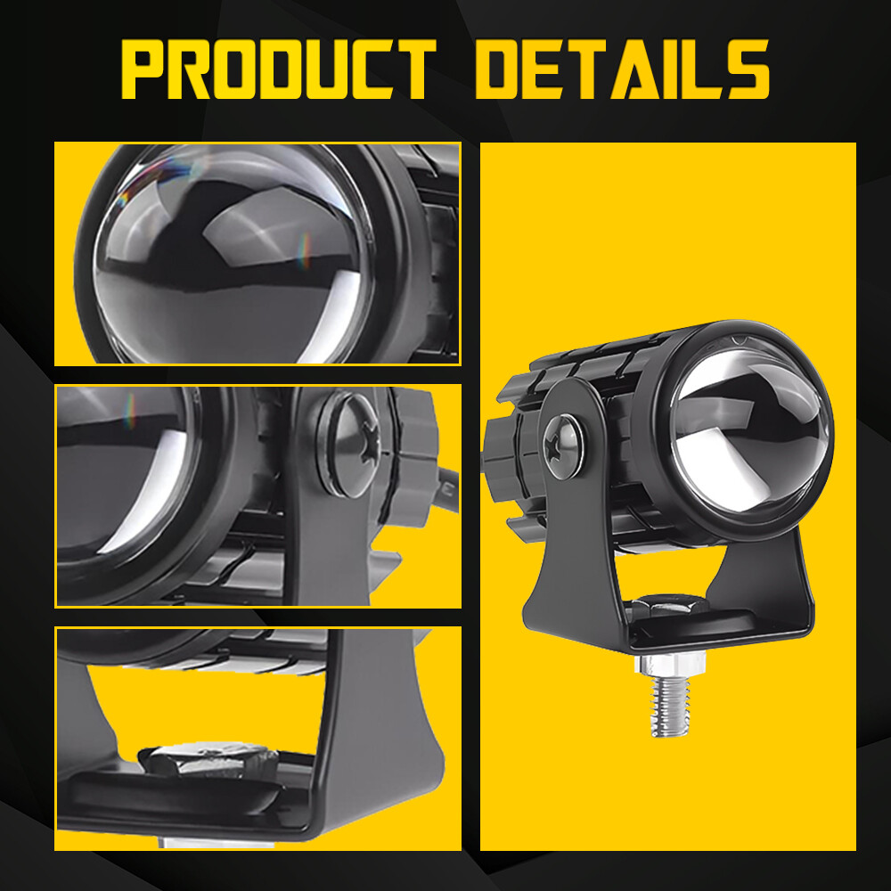 2pcs Motorcycle Headlight Universal LED Headlamp Projector Lens Dual Spotlight