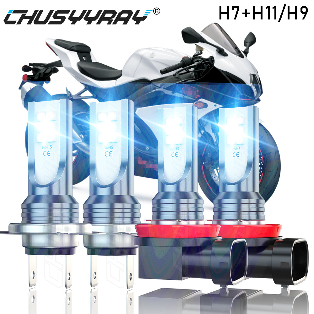 For Suzuki GSXR1000 2007-2008 – 4x H7 H9 LED Headlight 6000K WHITE Bulbs Kit