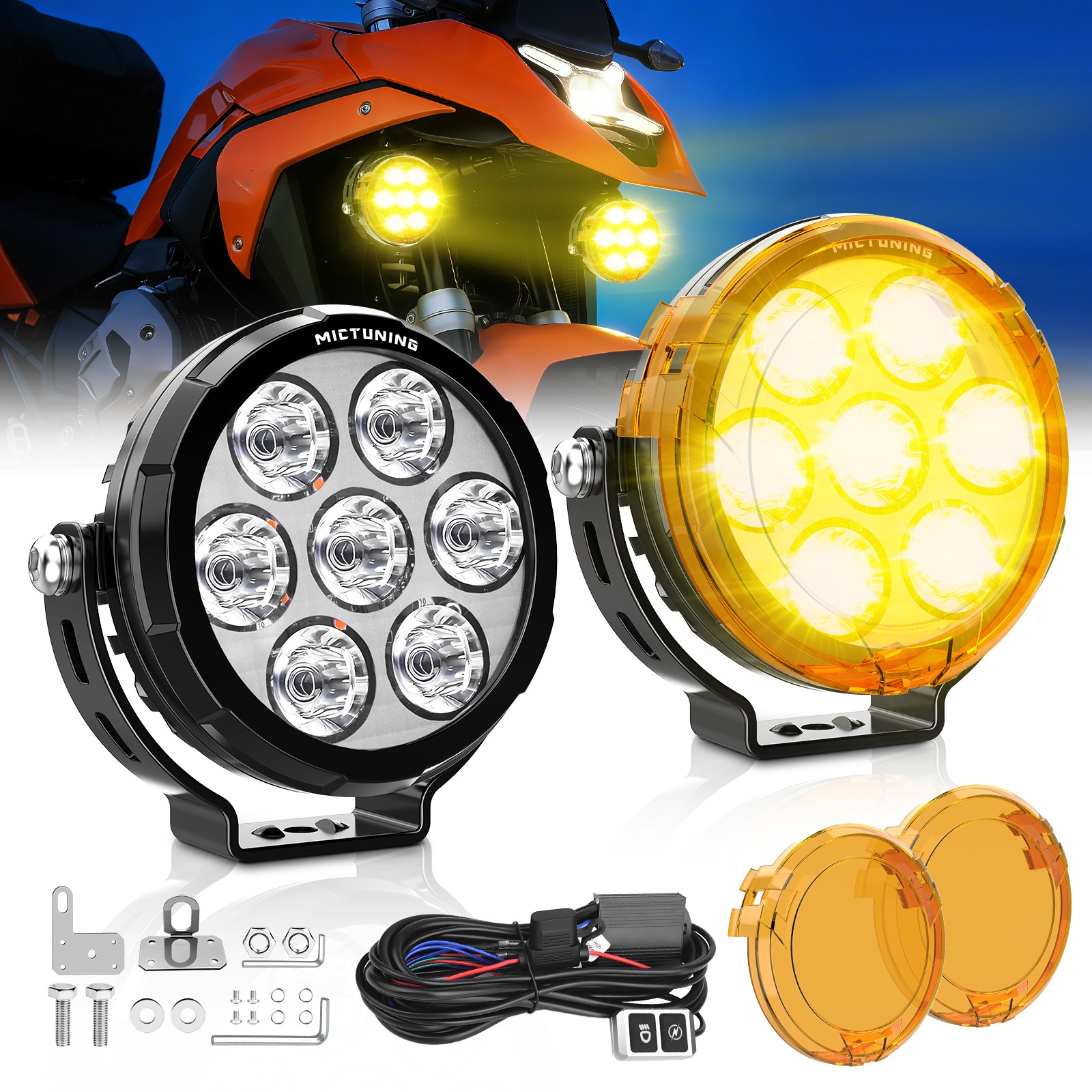 2Pack 4.5″ Motorcycle Round LED Driving Work Light Spot Light Offroad Fog Lights