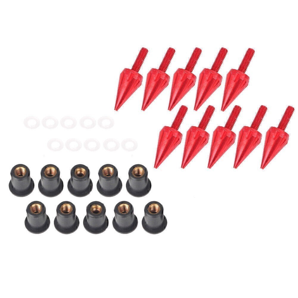 Motorcycle Windshield Spike Bolt Screw Kit For Honda Yamaha Suzuki BMW Red
