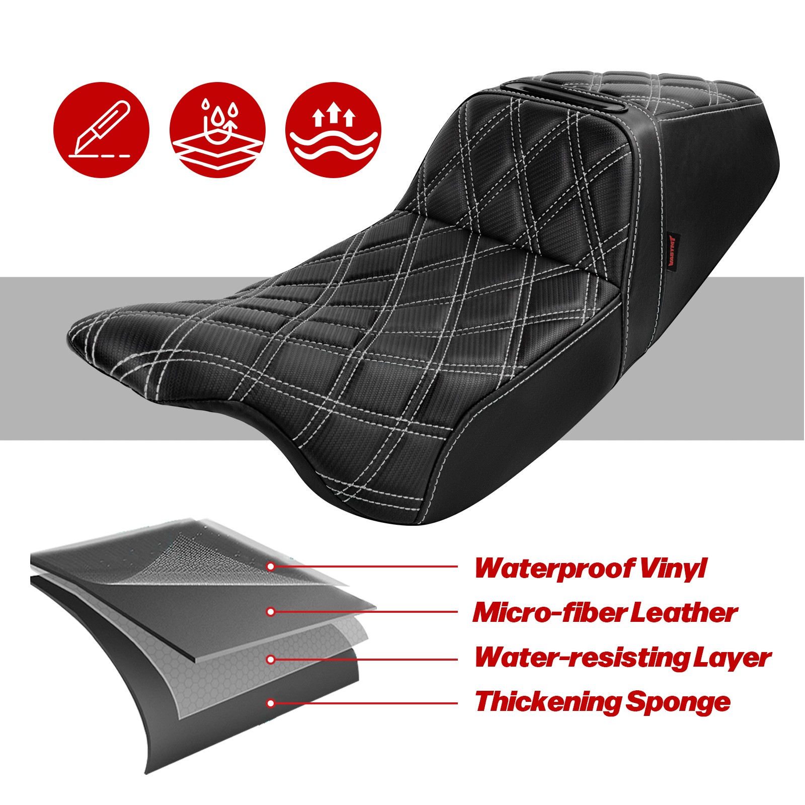 1998-2007 For Harley Road / Electra Glide Two-Up Gel Seat Driver Passenger Side
