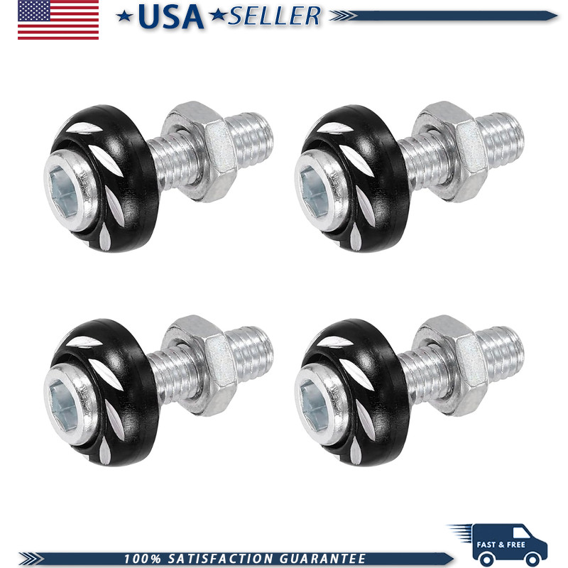 4-Piece Black License Plate Screw Bolts and Frame Fasteners MotorcycColor: Black