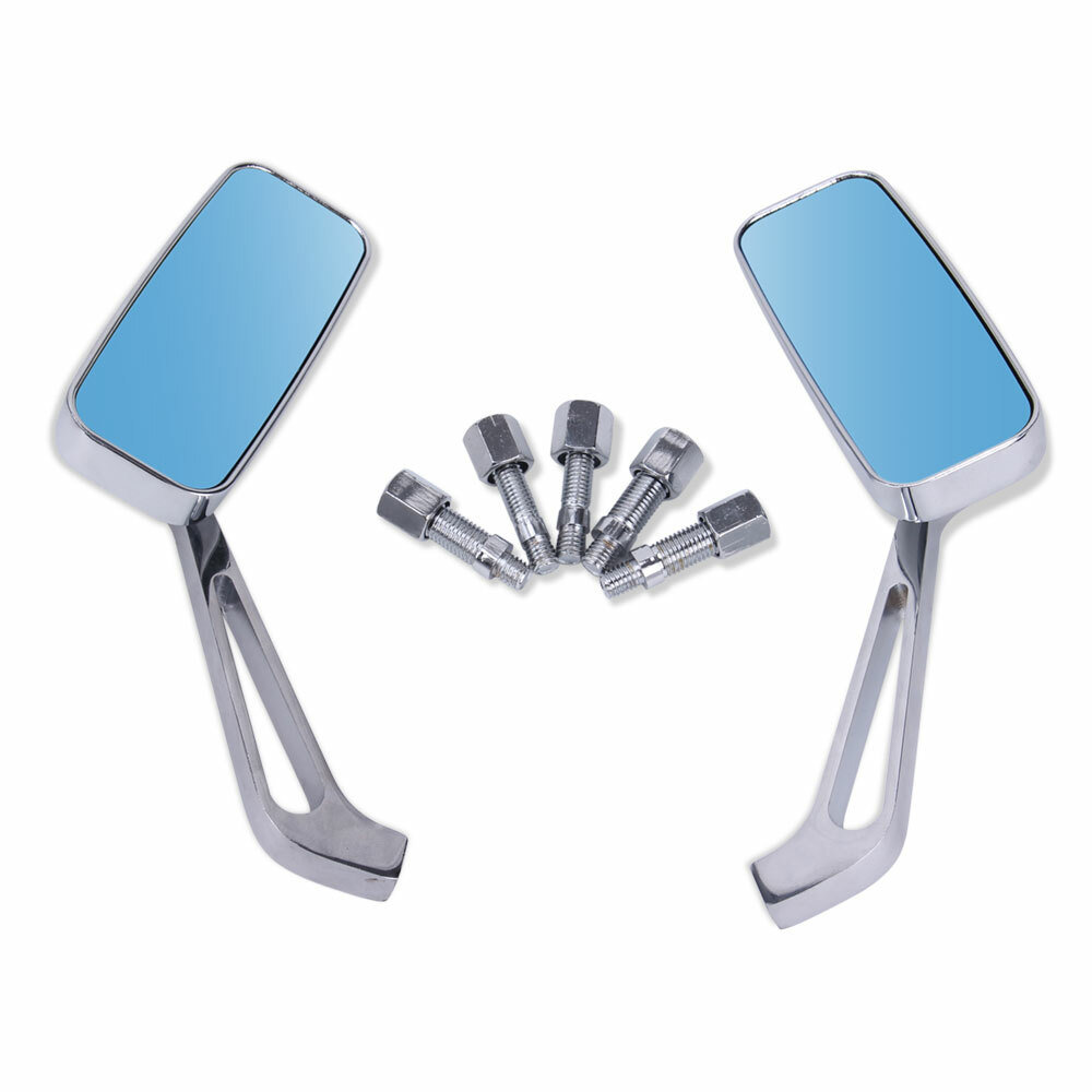 Chrome Rectangle Motorcycle Rearview Side Mirrors For Harley Honda Suzuki Yamaha