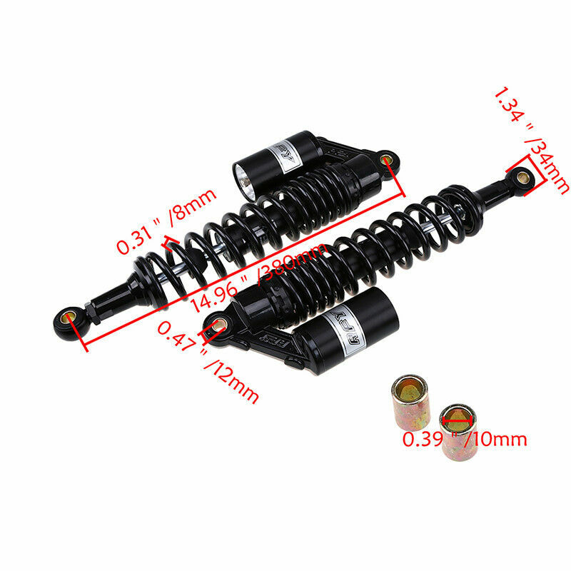 380mm 14.96″ Motorcycle Rear Suspension Air Shock Absorber Adjustable For Harley