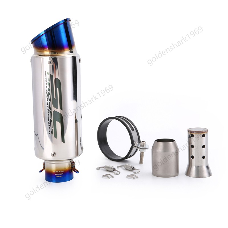 Universal 38-51mm Exhaust Tail Pipe Motorcycle Muffler Tips Stainless Steel Blue