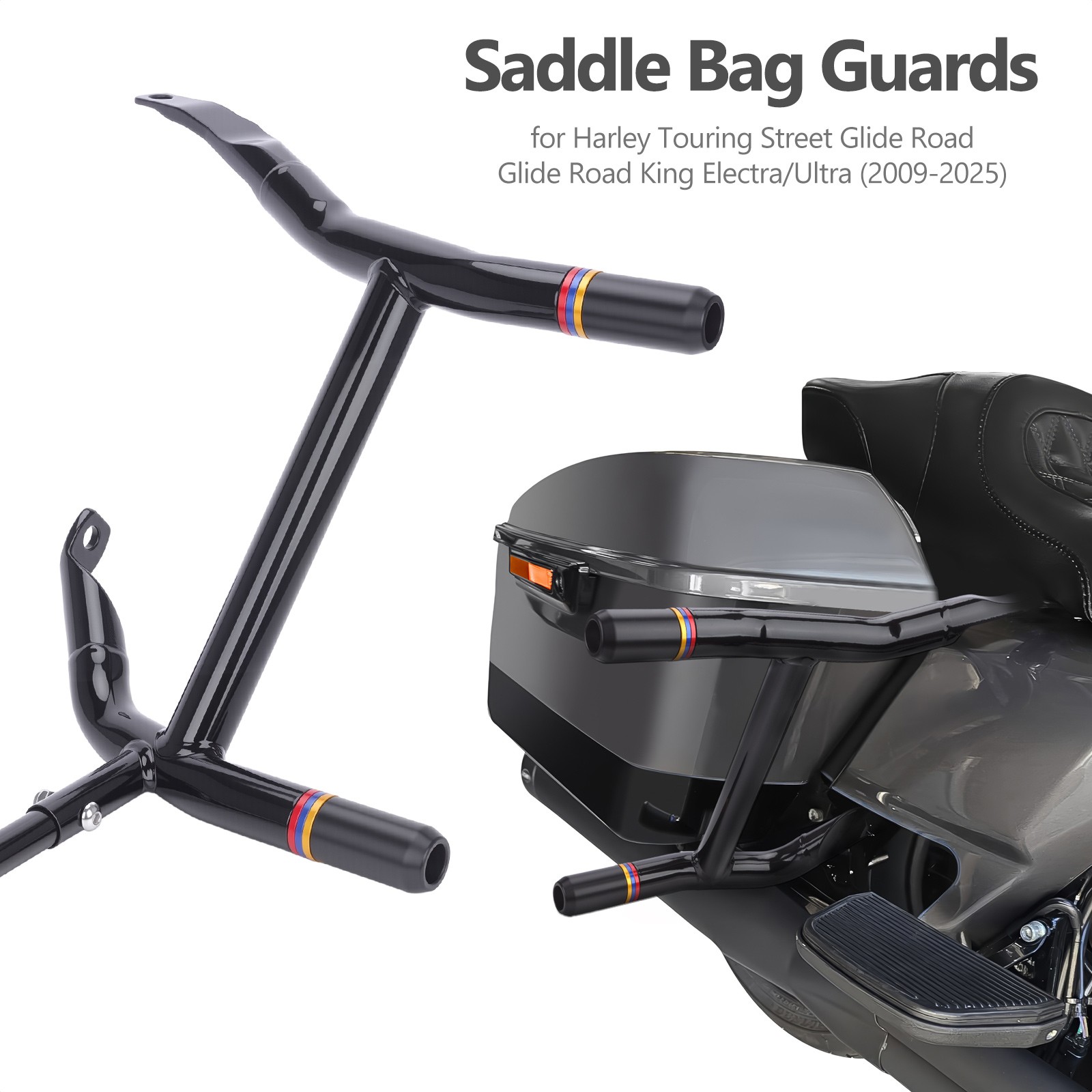 Rear Saddlebag Guards & Support Brackets For Harley Street Road Glide 2023-2026