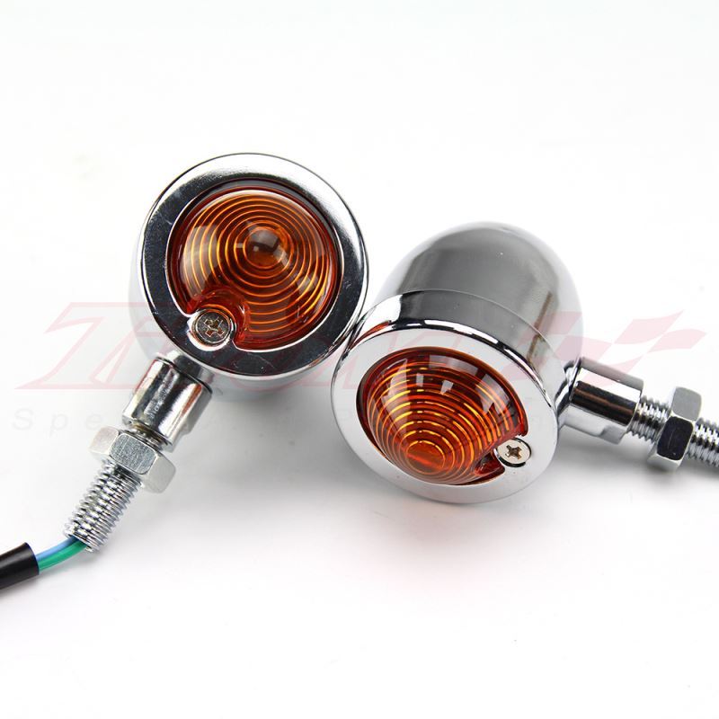 4x Universal Motorcycle Chrome Bullet Blinker Turn Signal Indicator Amber Lights