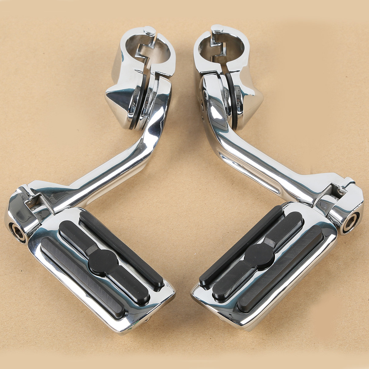 Adjustable Highway Foot Pegs Peg 1 1/4″ 32mm Long Angled Mount Kit For Harley