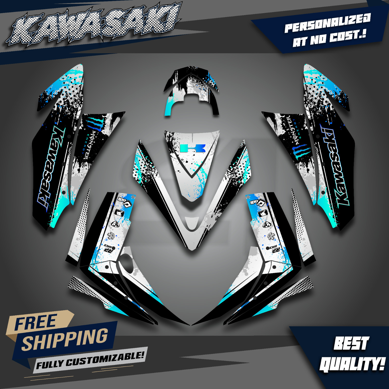 Kawasaki KFX 450 450R graphics kit 2008 2009 2010 to 2014 decals stickers atv