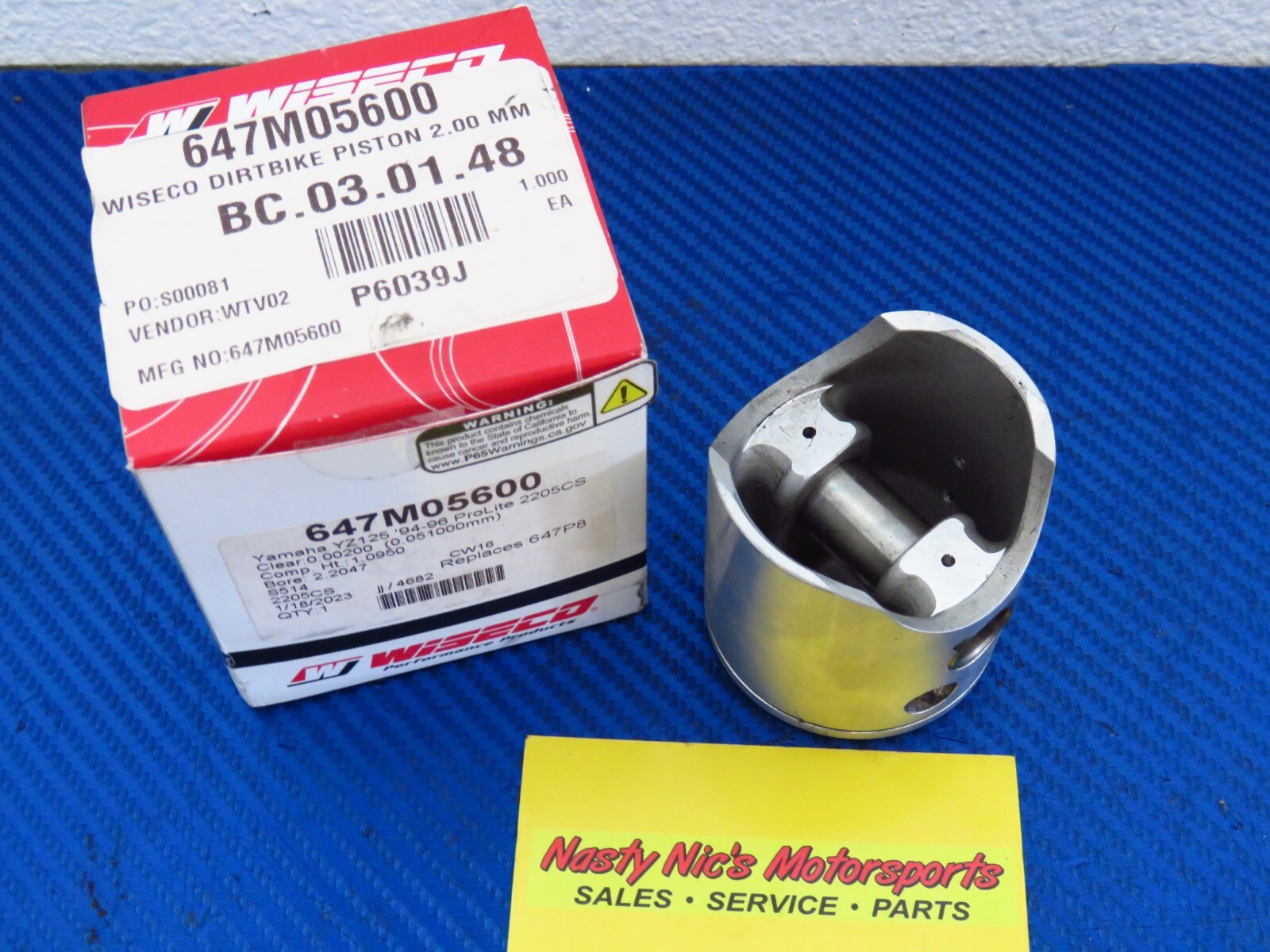 Yamaha YZ125 yz 125 engine top end cylinder jug barrel piston 56mm +2mm WISECO