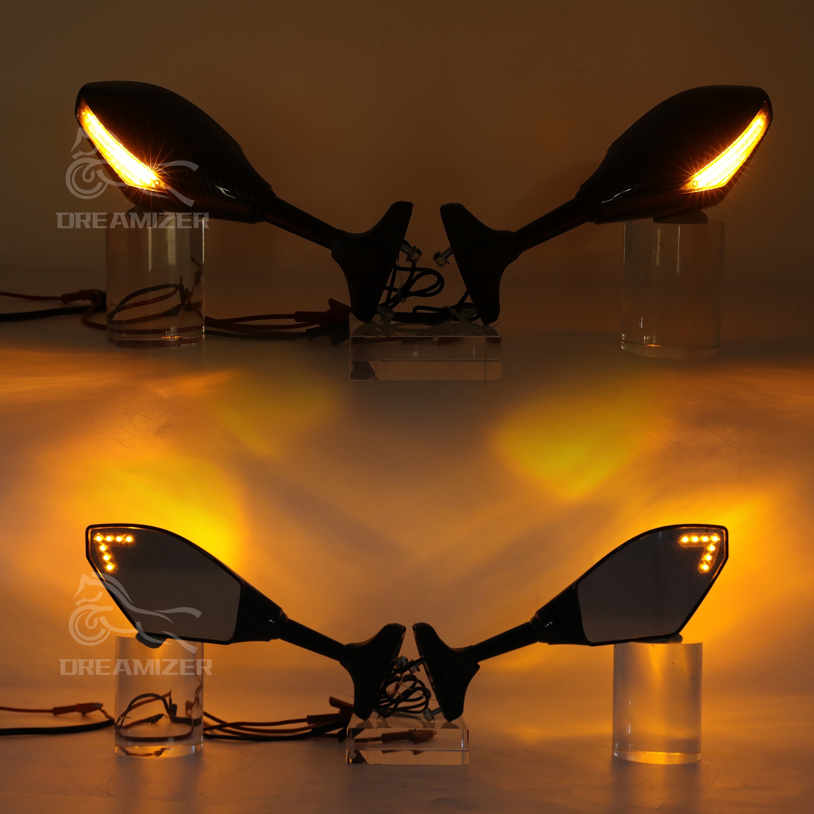 Motorcycle Rear View Mirrors LED Turn Signal For Kawasaki Ninja ZX6R ZX636 ZX9R