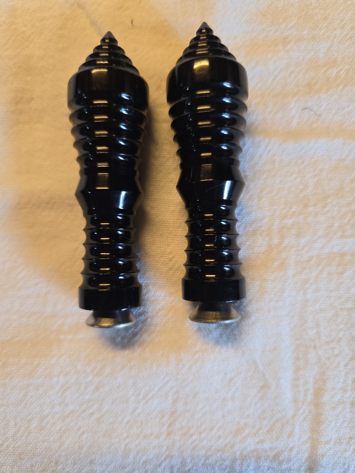 Custom Black Anodized Spiked Toe Pegs – Motorcycle Shifter / Brake Peg Set