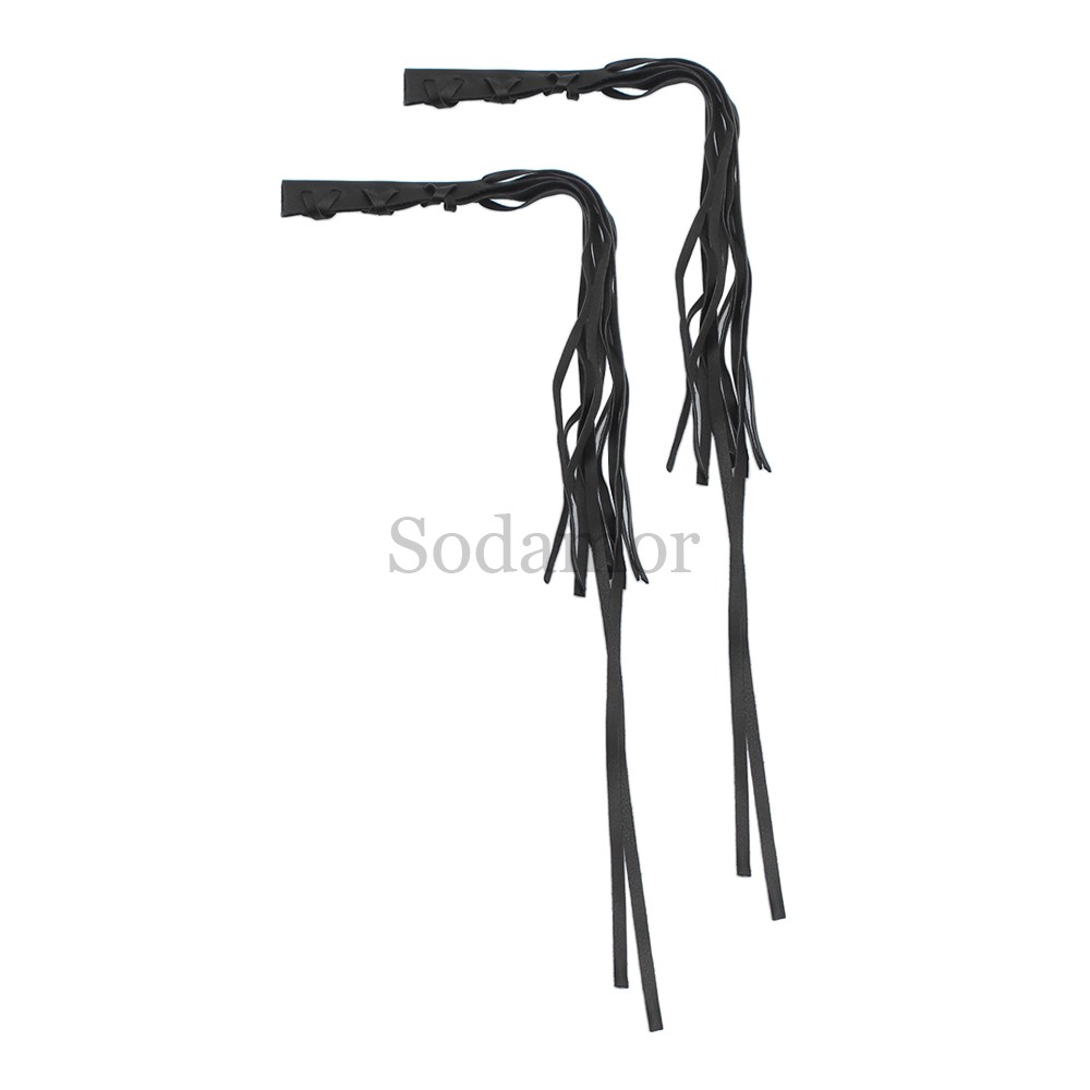 2PCS Universal Leather Brake Clutch Lever Fringe Long Tassels Grip For Harley
