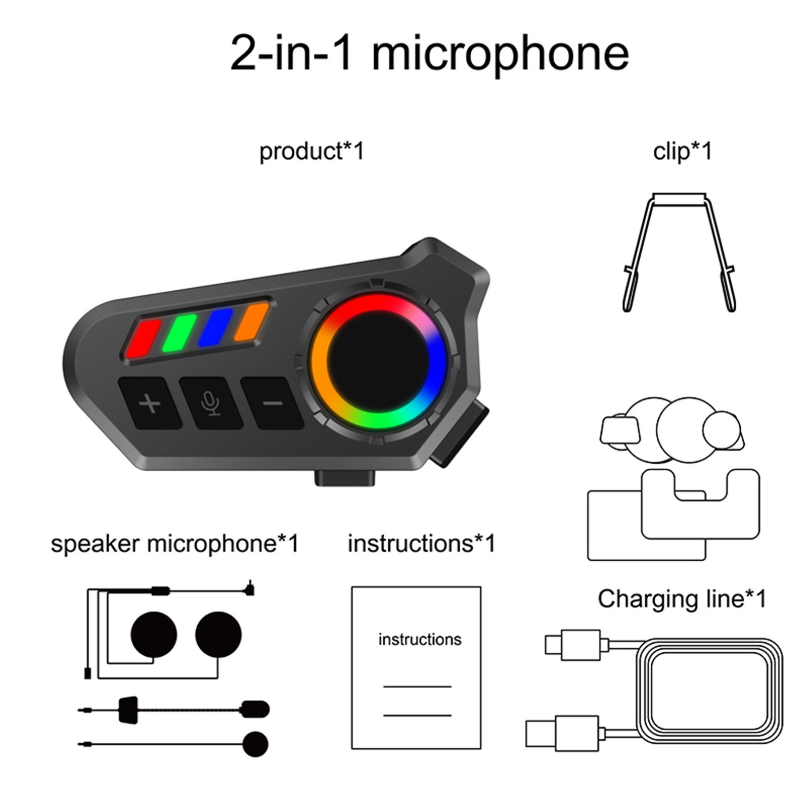 Motorcycle Helmet Headset 400mAh Battery BT6.0 IP65 Waterproof Hands-Free Voice