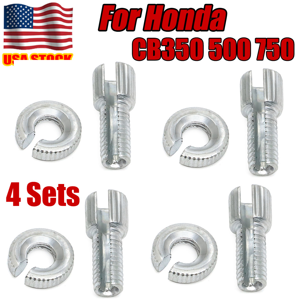 4pc 8mm Chrome Brake Clutch Cable Adjuster Nut Bolts For Honda CB350 500 750 USA