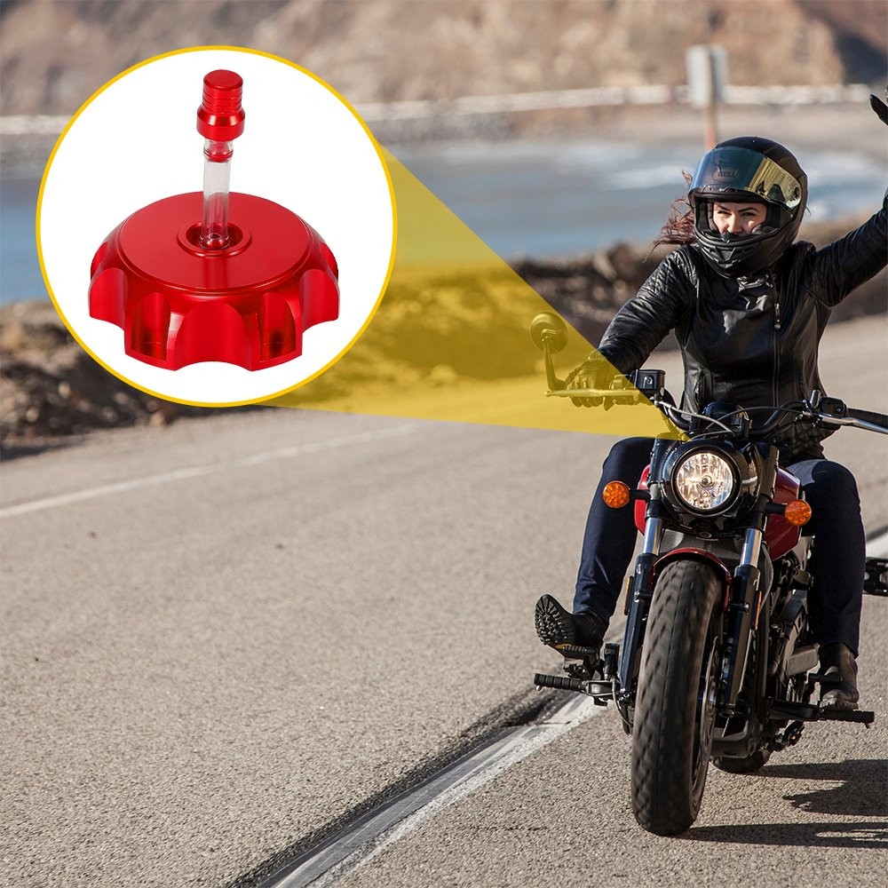 1x Red Fuel Gas Tank Motorcycle Cap Cover For 51-54mm Car Auto Replacement Parts