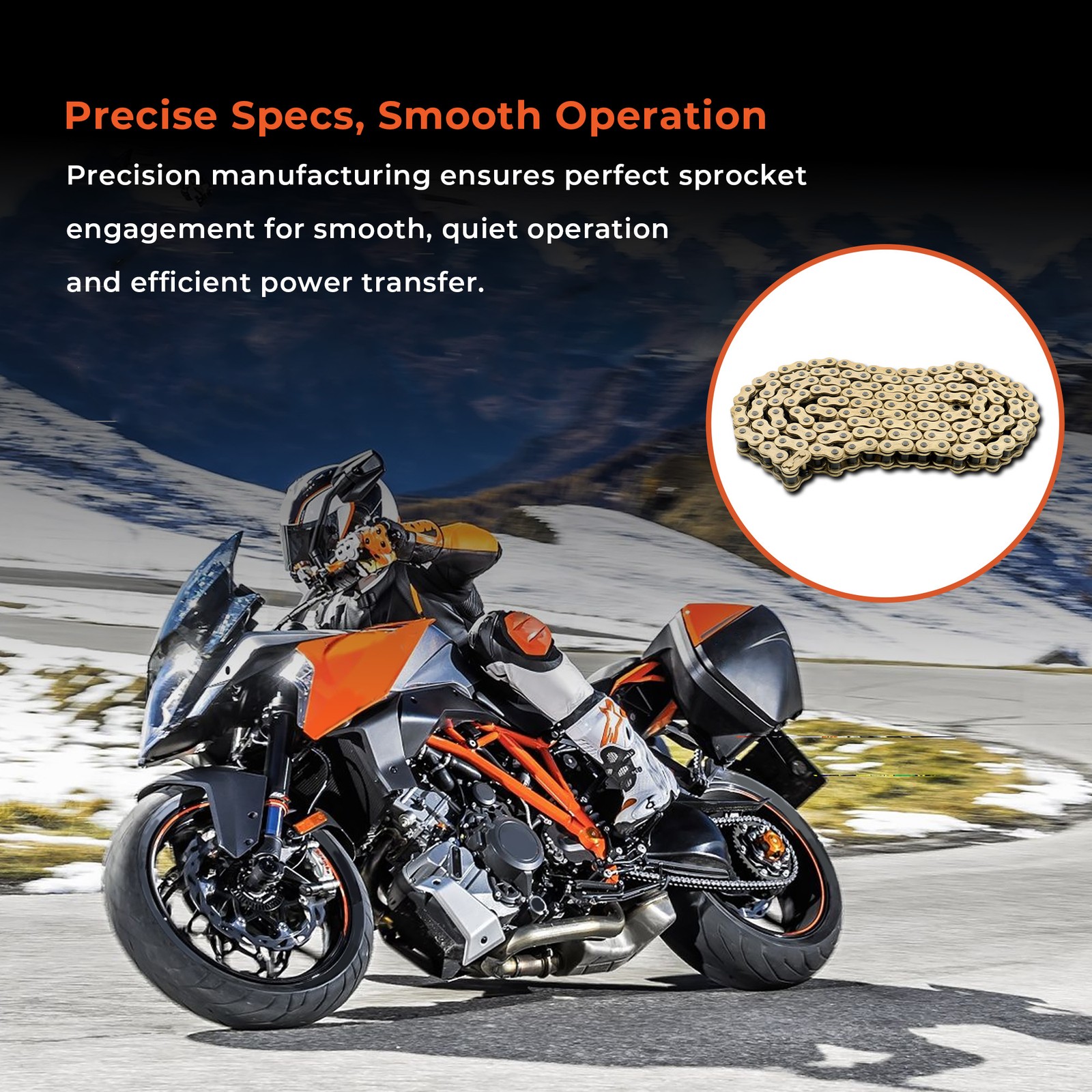 ATV Motorcycle 525 Pitch 120 Links With O-Ring Drive Chain Gold Color 525-120