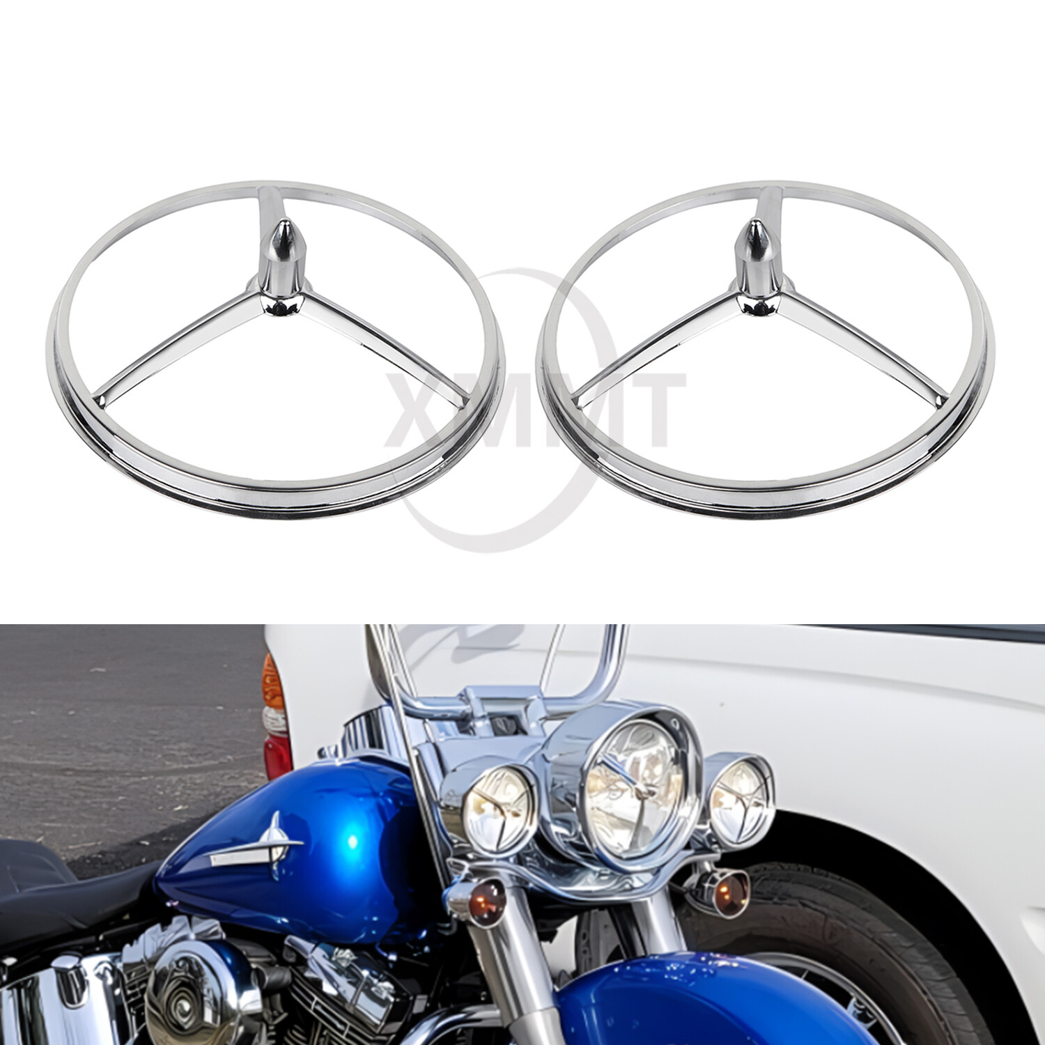 4-1/2″ Bullet Style Spotlamp Trim Fog Light Cover For Harley Heritage Softail US