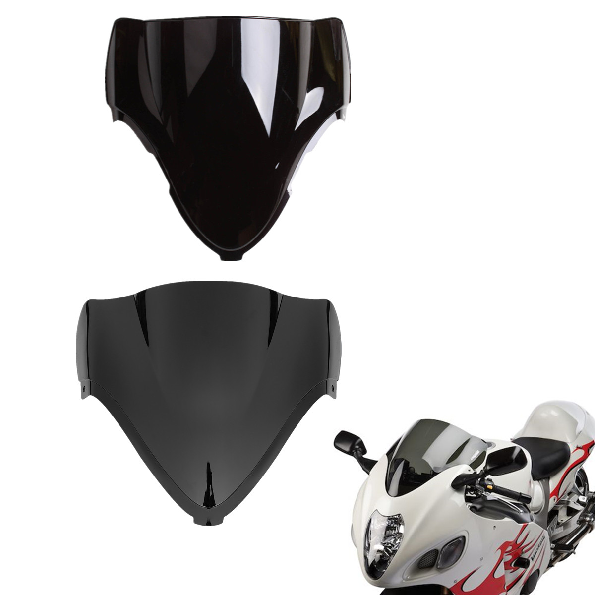 Dual Bubble Windshield Windscreen For Suzuki Hayabusa GSX1300R 1999-2007 08-17