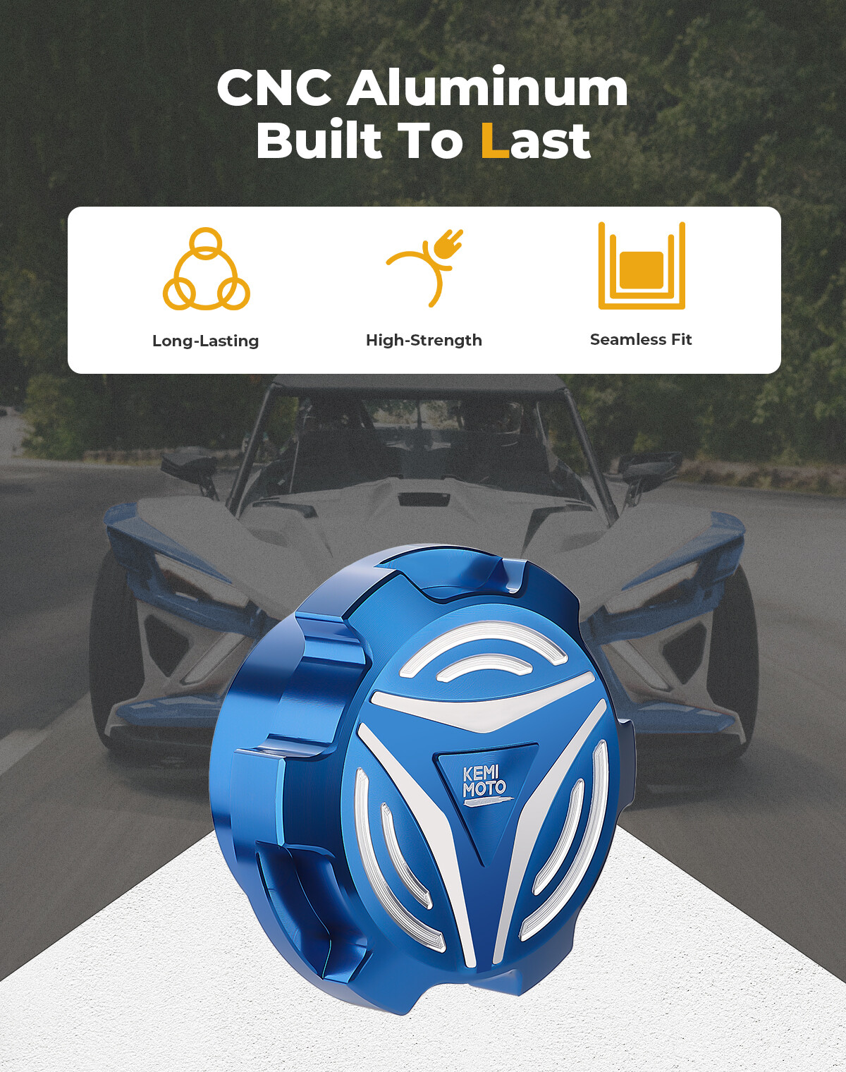KEMIMOTO #2521278 Blue Gas Cap Fuel Cap CNC Cut for Polaris Slingshot 2015-2023