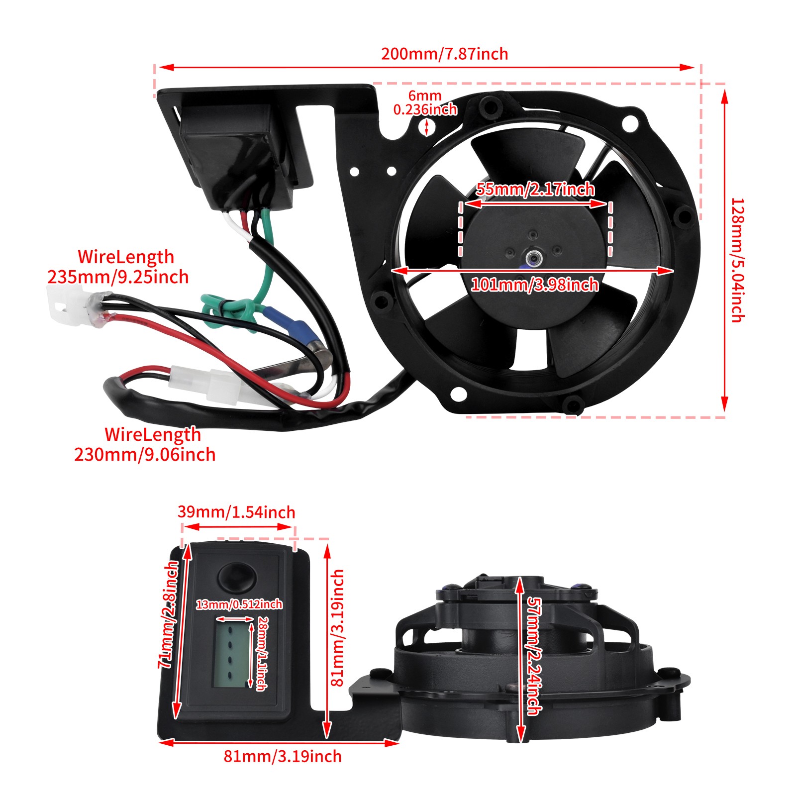 Trail Tech Radiator Cooling Fan Kits Black For Honda CRF250X CRF450X 2004-2017
