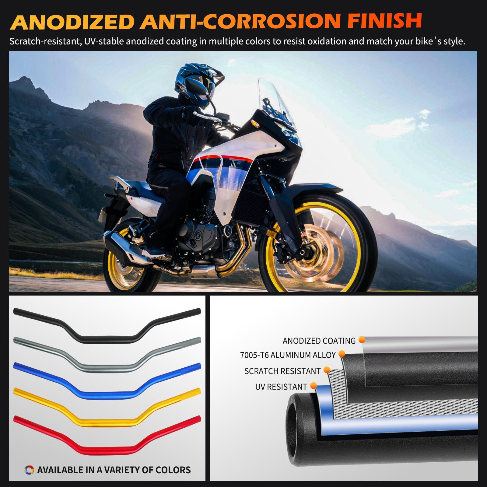 1-1/8” Fat Bar Motorcycle Handlebar For Suzuki GSX-S1000 GSX-S750 GSX-S250 150