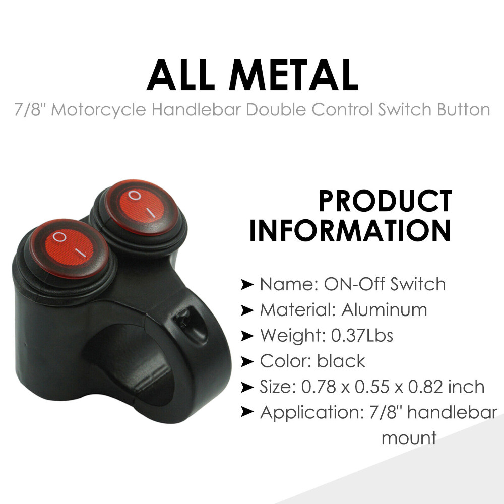 7/8” 22mm Motorcycle Handlebar Headlight Fog Spot Light Dual on off Switch 12V