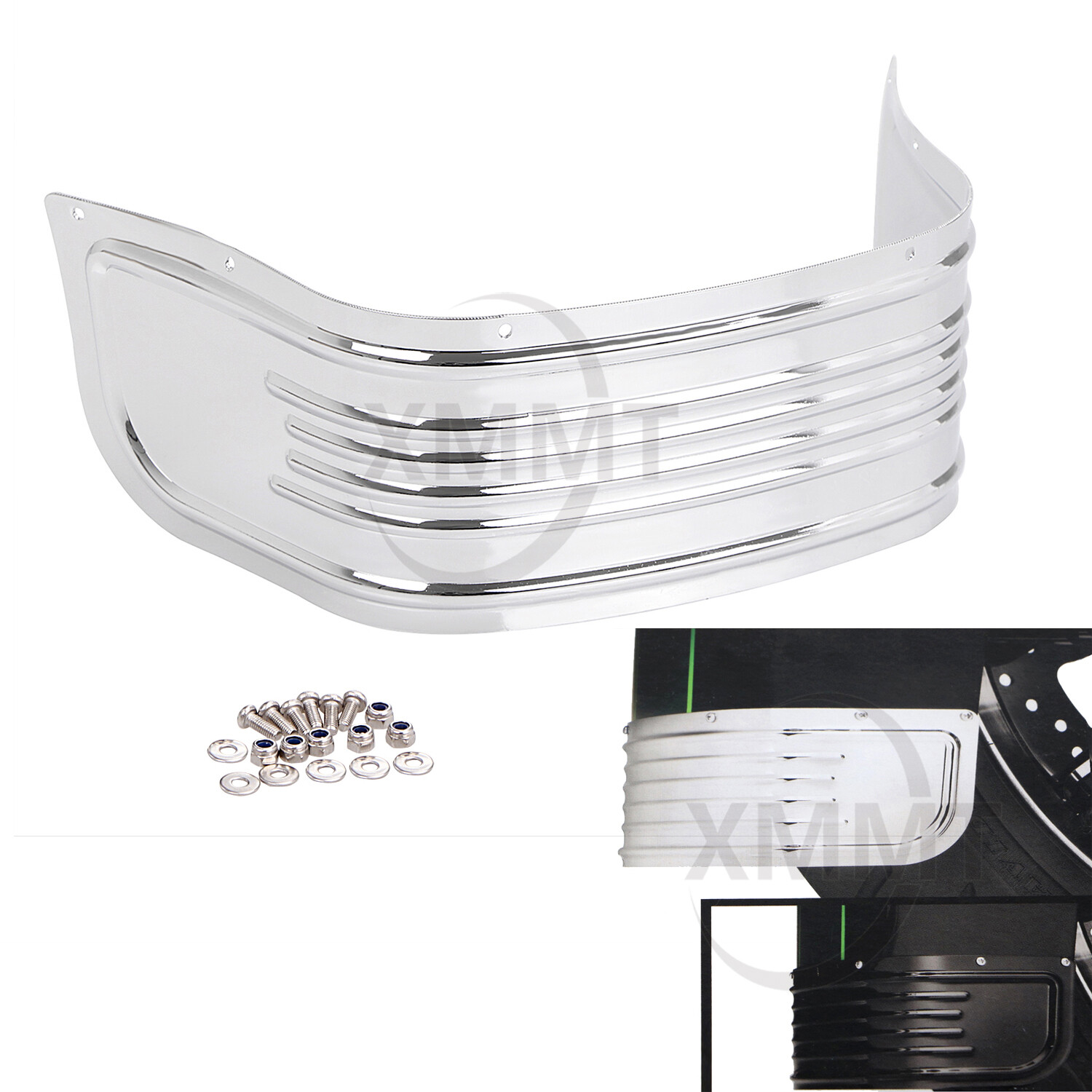 Chrome STEEL FRONT FENDER RIBBED SKIRT Fit For Harley Touring softail 1980-2013