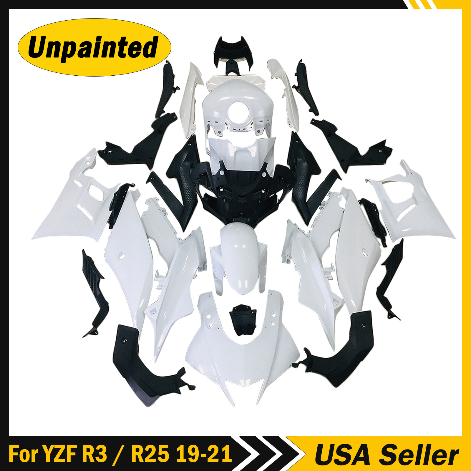 Unpainted Fairing Kit For YAMAHA YZF R3 / R25 2019-2022 ABS Injection Body Cowl