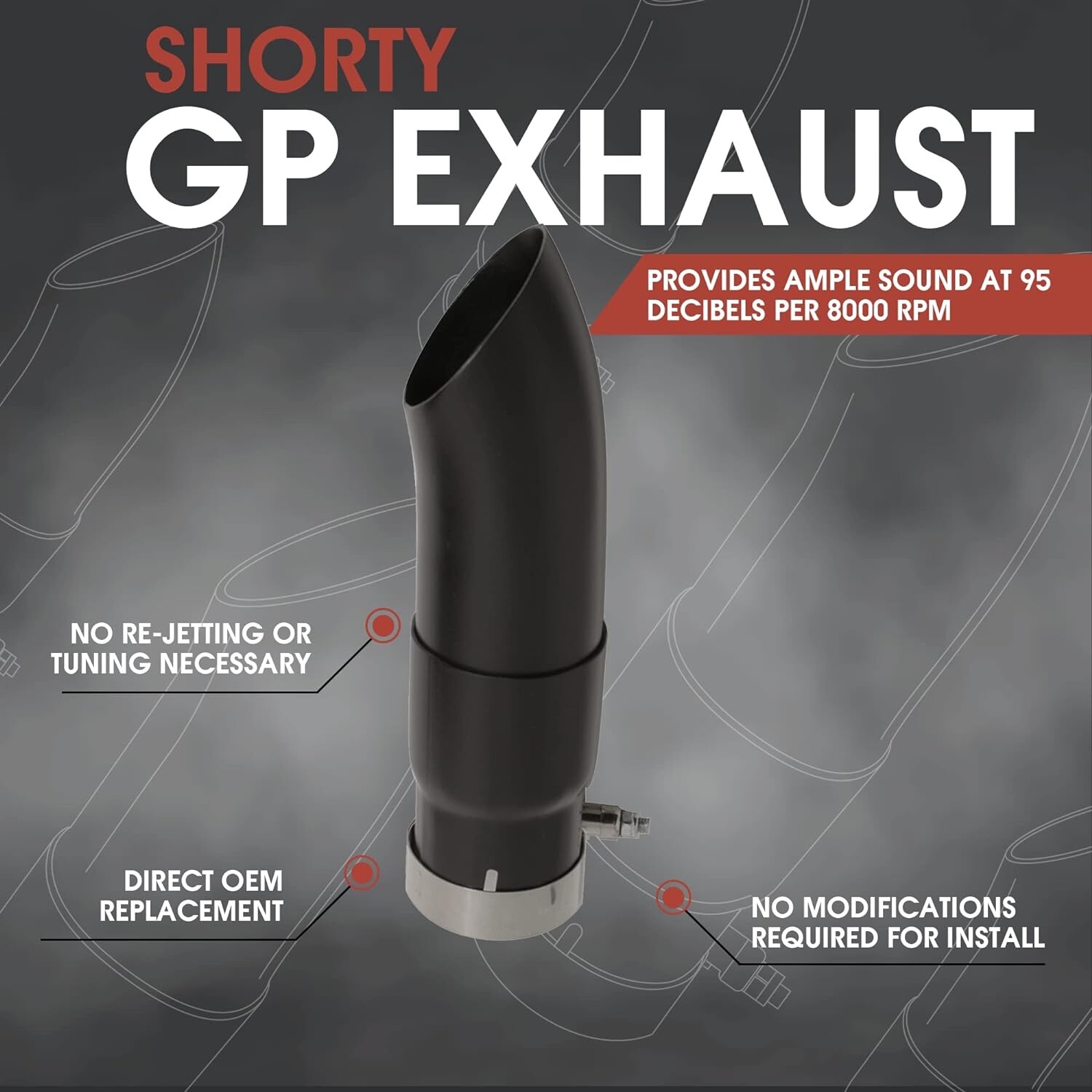 1.75″ Radiant Cycles Shorty GP Exhaust Muffler slipon Black Baffle Bundle
