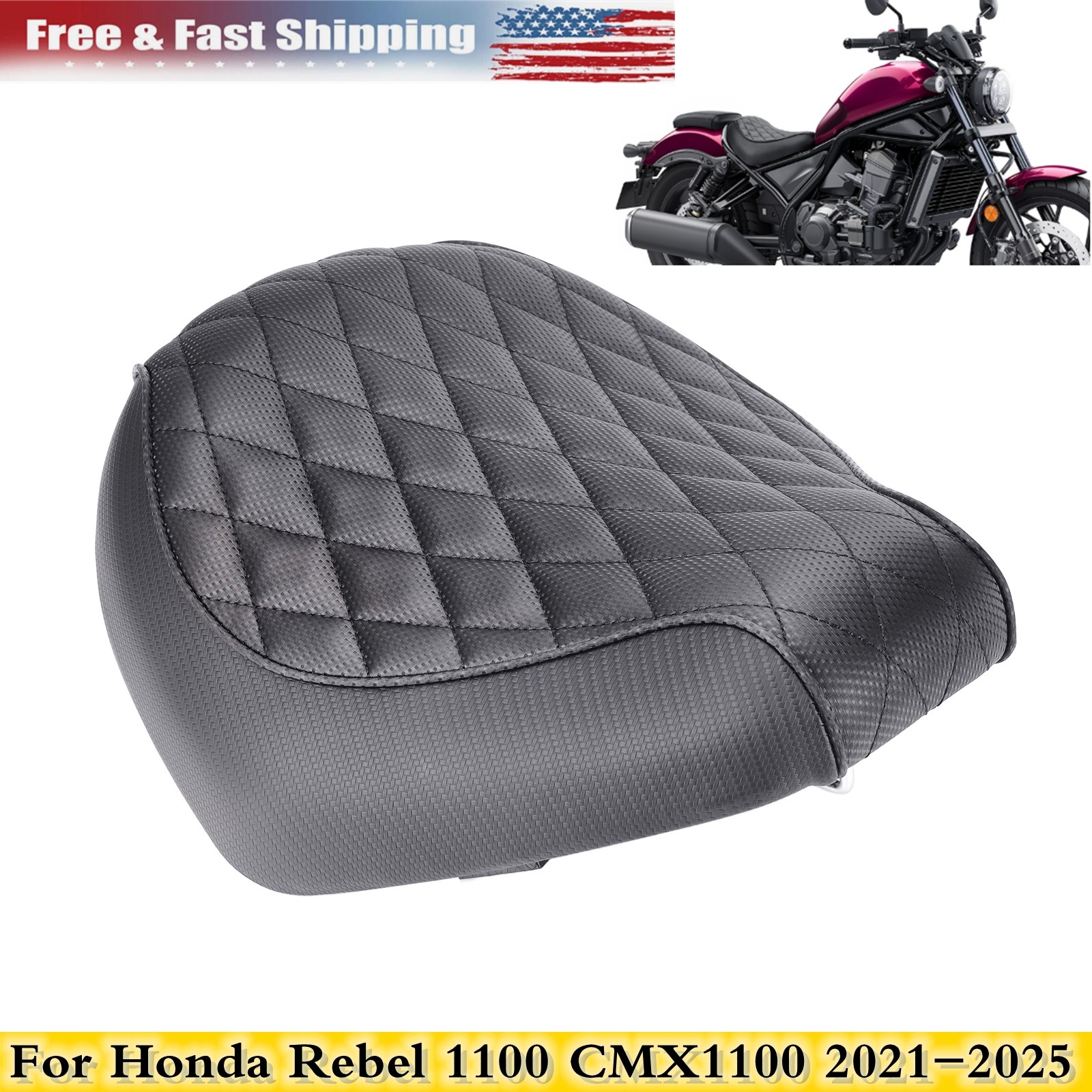 Motorcycle Driver Solo Seat For Honda Rebel 1100 CMX1100 2021-2025 Easy Clean