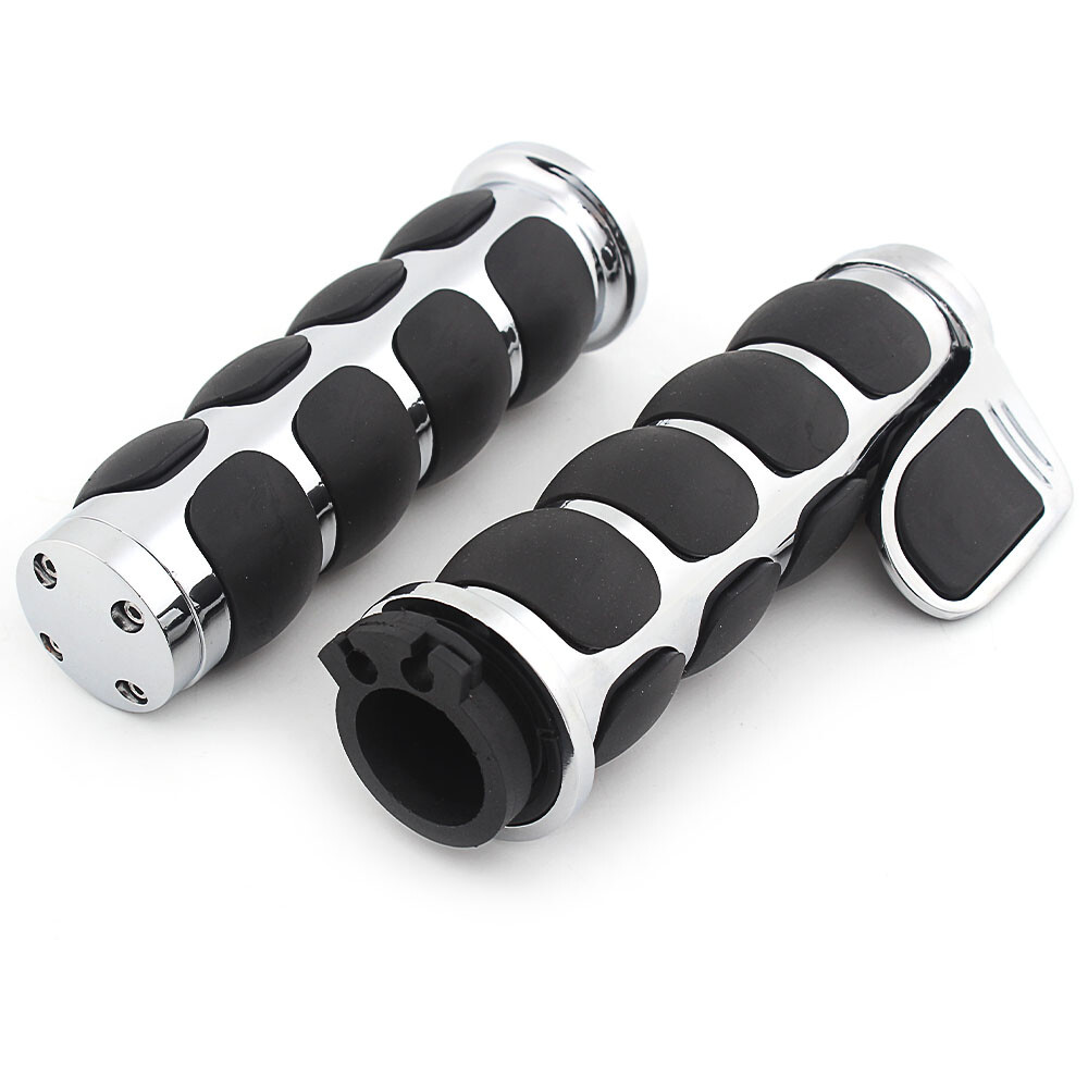 Motorcycle 1″ Handlebar Hand Grips w/Throttle Fit for Harley Touring Road Glide