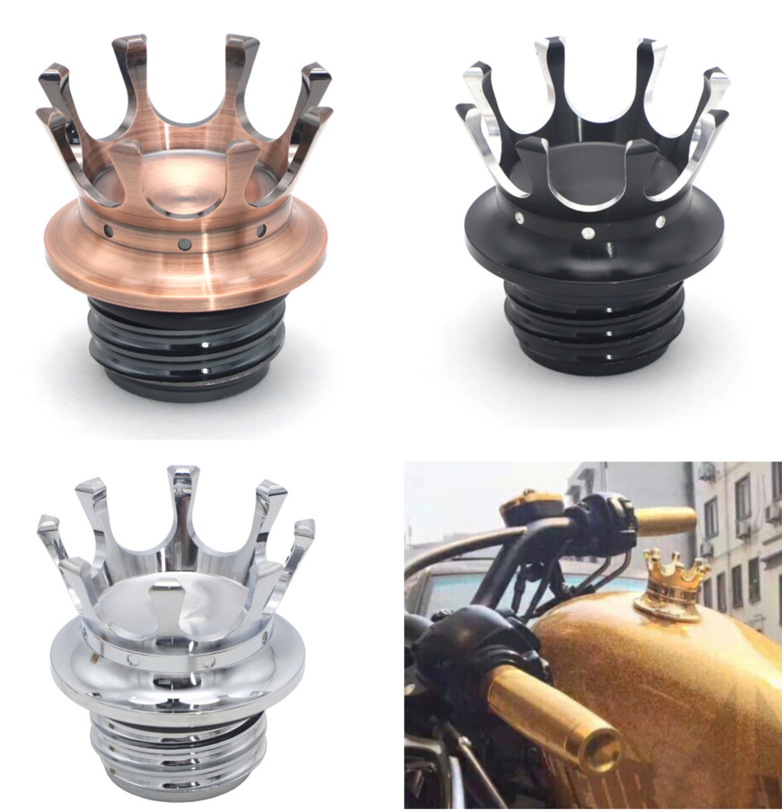 King Crown Gas Cap Fuel Tank Right-hand Thread Bil for Harley Softail USA