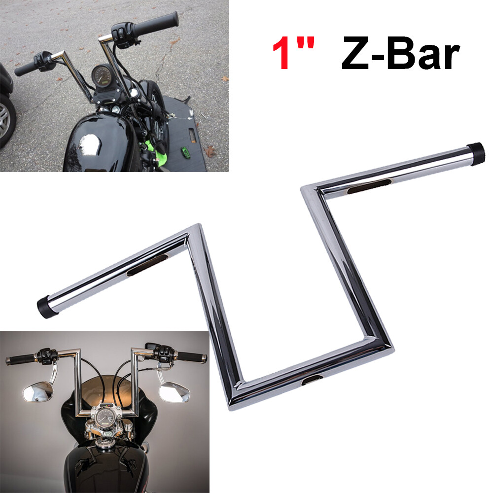 1″ Motorcycle 8″ & 10-1/2″ Rise Ape Hanger Handlebars Z-Bar Drag Bars For Harley