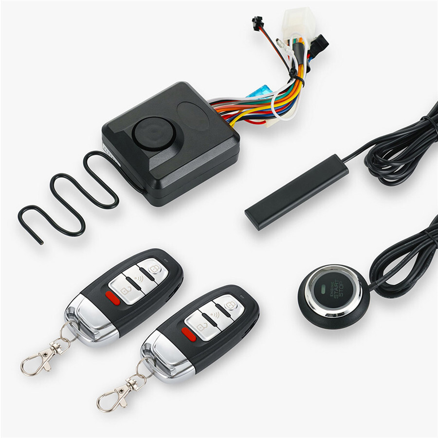 Motorcycle Engine Ignition Keyless One-button Start Anti-theft Alarm System Kit