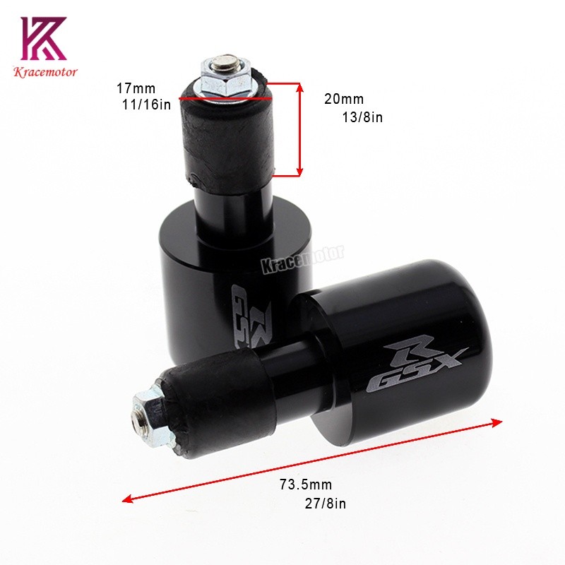CNC 7/8” Handlebar Bar Ends Slider Cap Plugs GSX1300BK GSXR1000 GSXR750 GSXR600