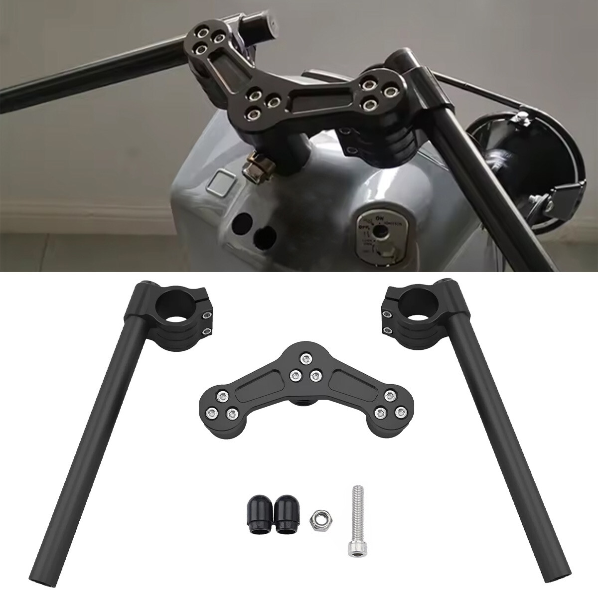 7/8″ 22mm Billet Handlebars Handle Bars For Honda Ruckus 50 Zoomer NPS50 Black